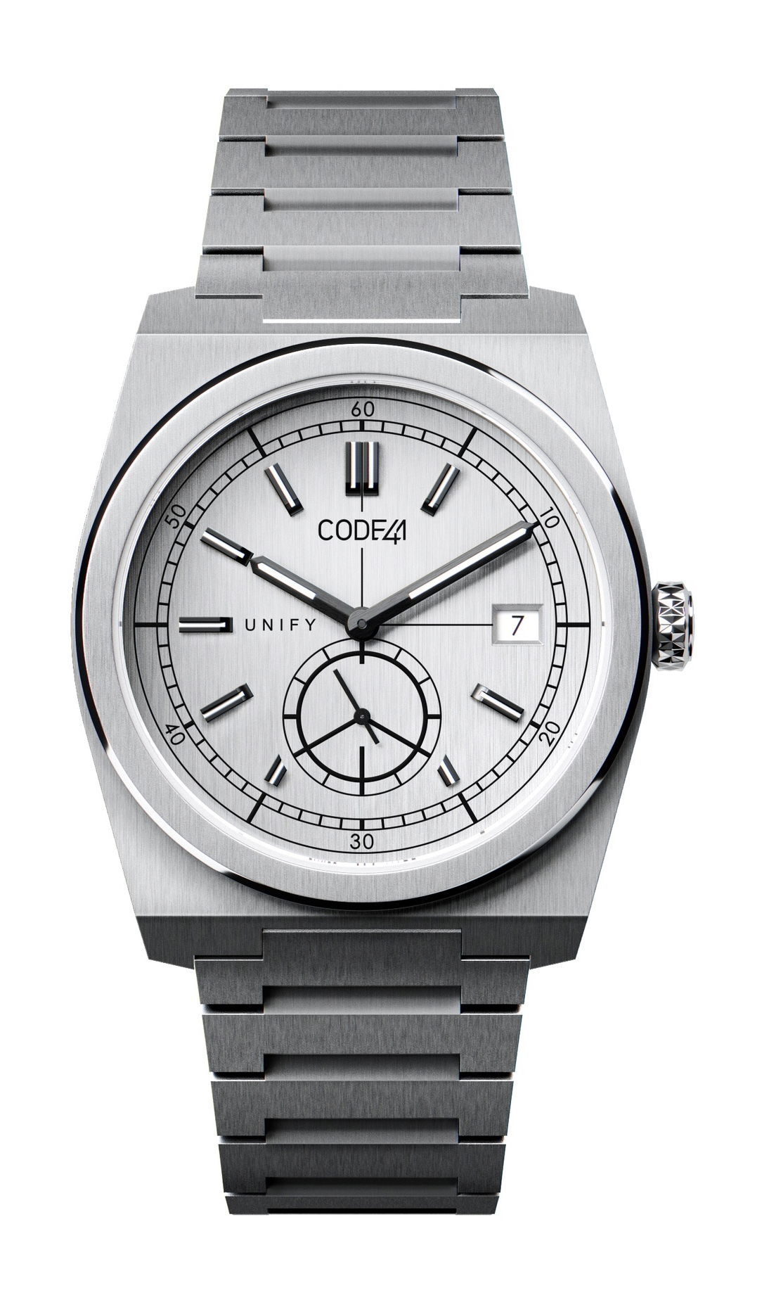 CODE41 UNIFY Small Seconds Quartz Steel luxury timepiece - detailed view