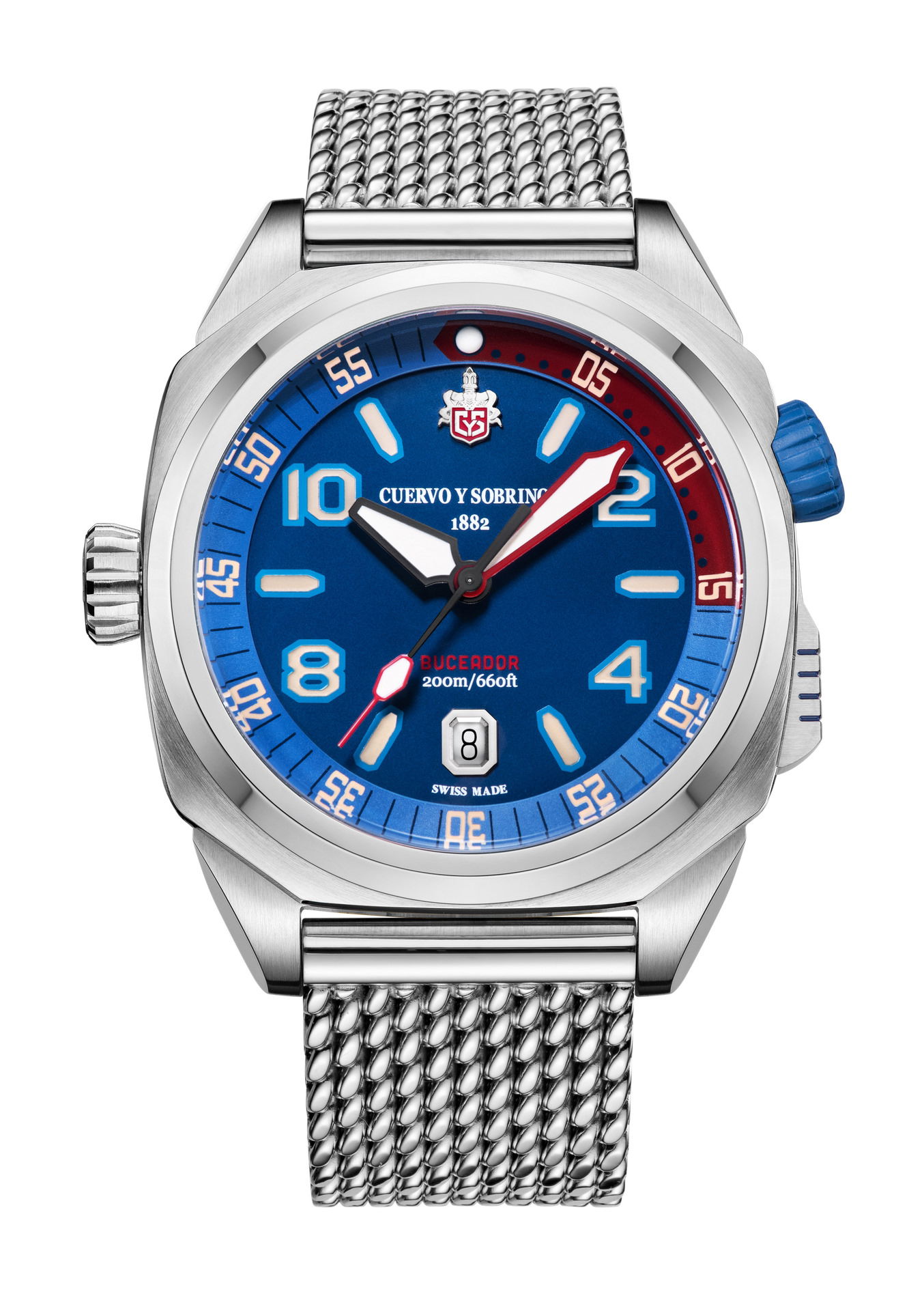 Cuervo y Sobrinos Buceador Caribe luxury timepiece - detailed view