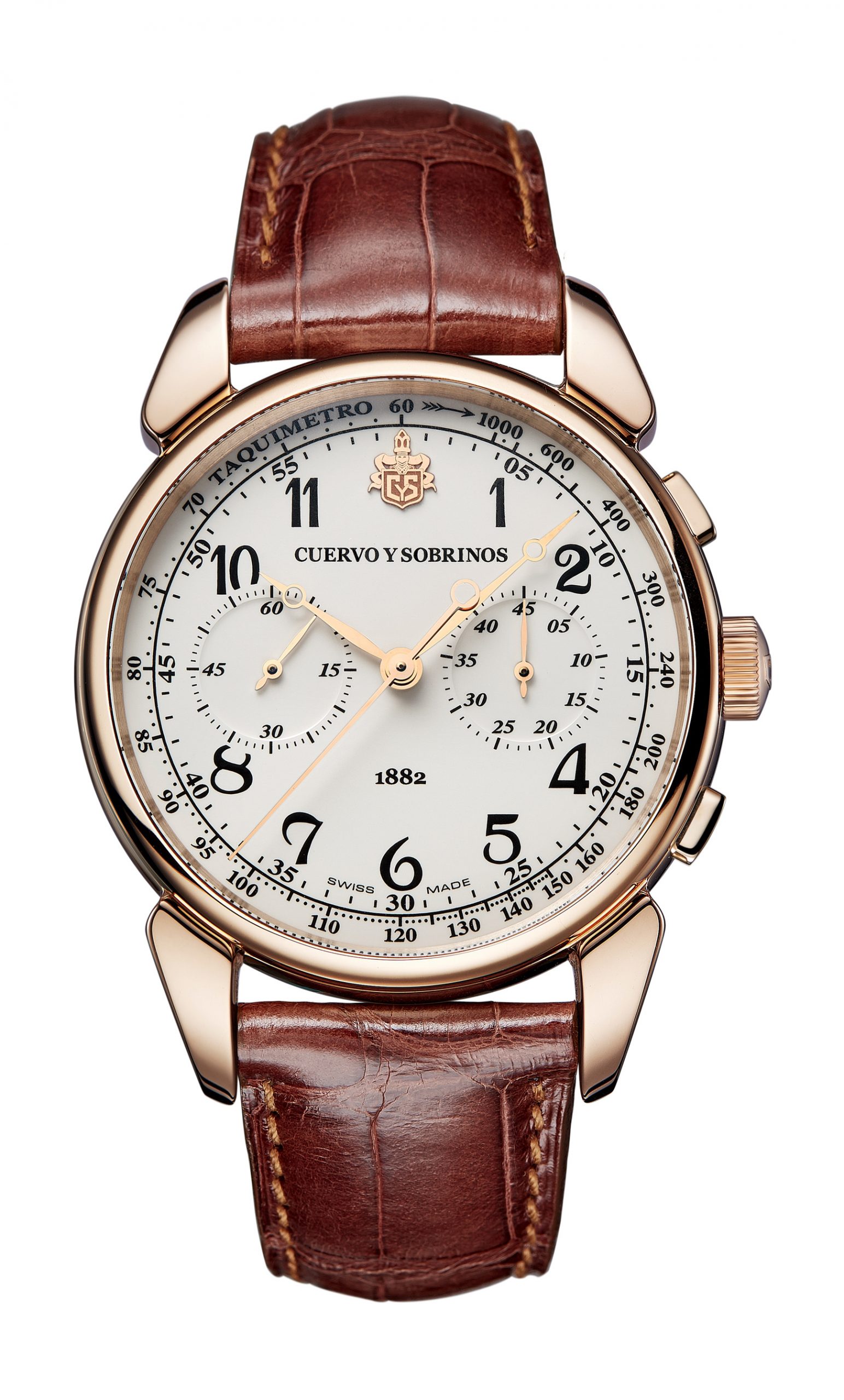 Cuervo y Sobrinos Historiador Crono Landeron luxury timepiece - detailed view
