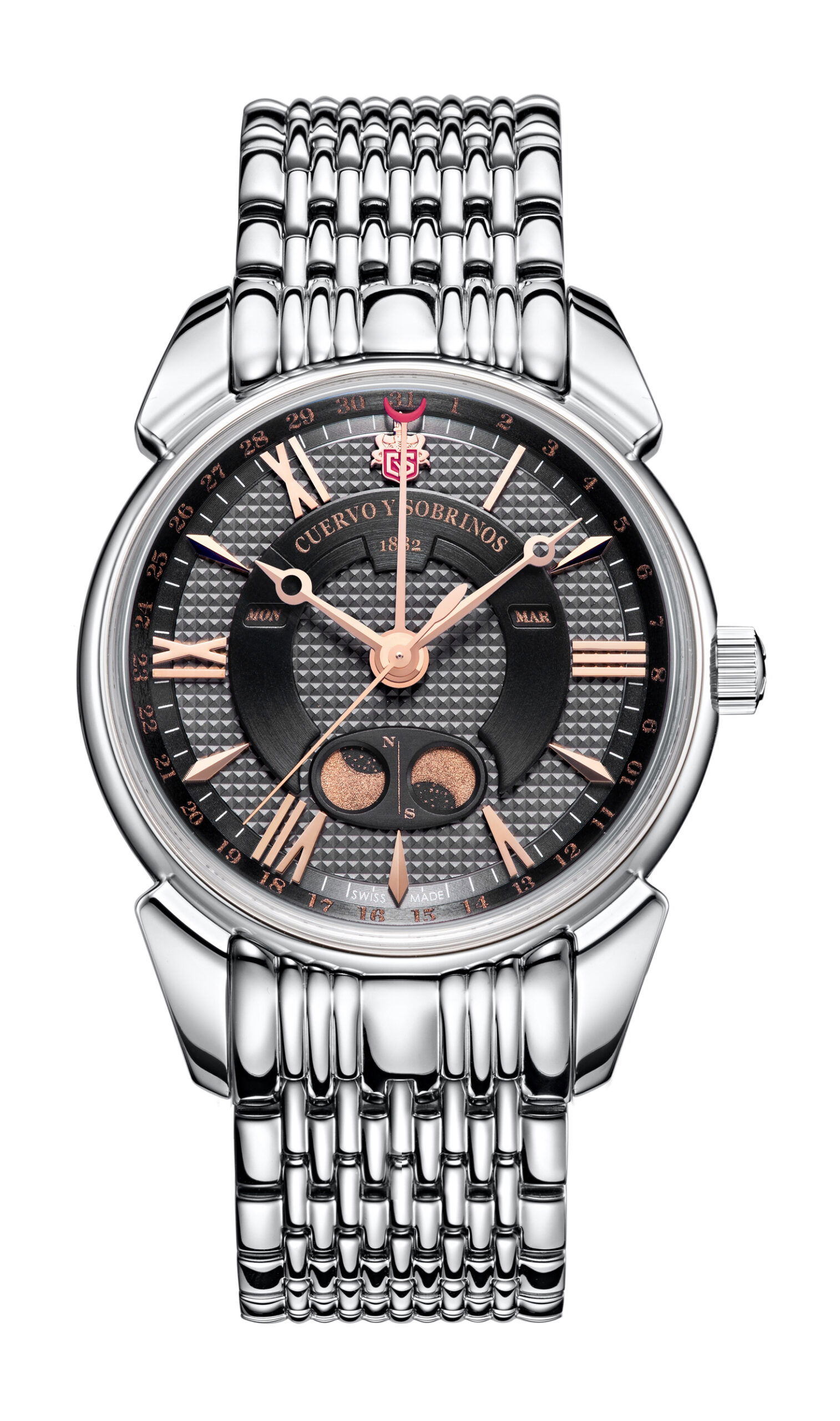 Cuervo y Sobrinos Historiador Doble Luna luxury timepiece - detailed view