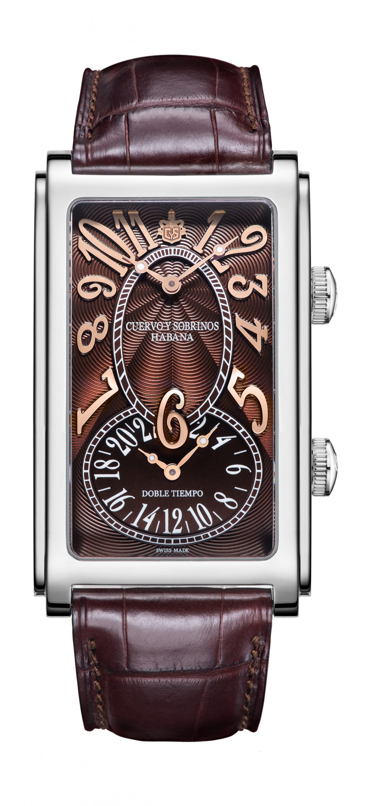 Cuervo y Sobrinos Prominente Icónico Doble Tiempo luxury timepiece - detailed view
