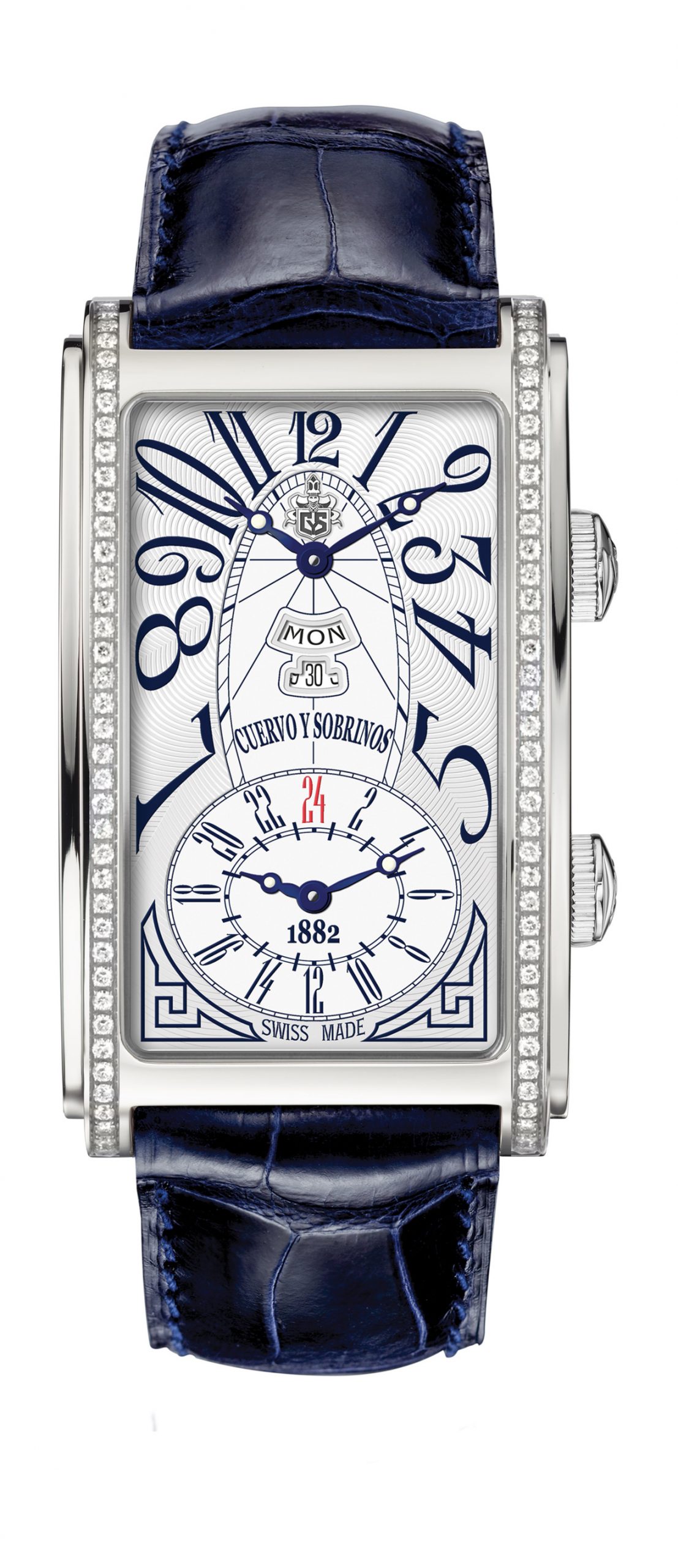 Cuervo y Sobrinos Prominente Dual Time luxury timepiece - detailed view