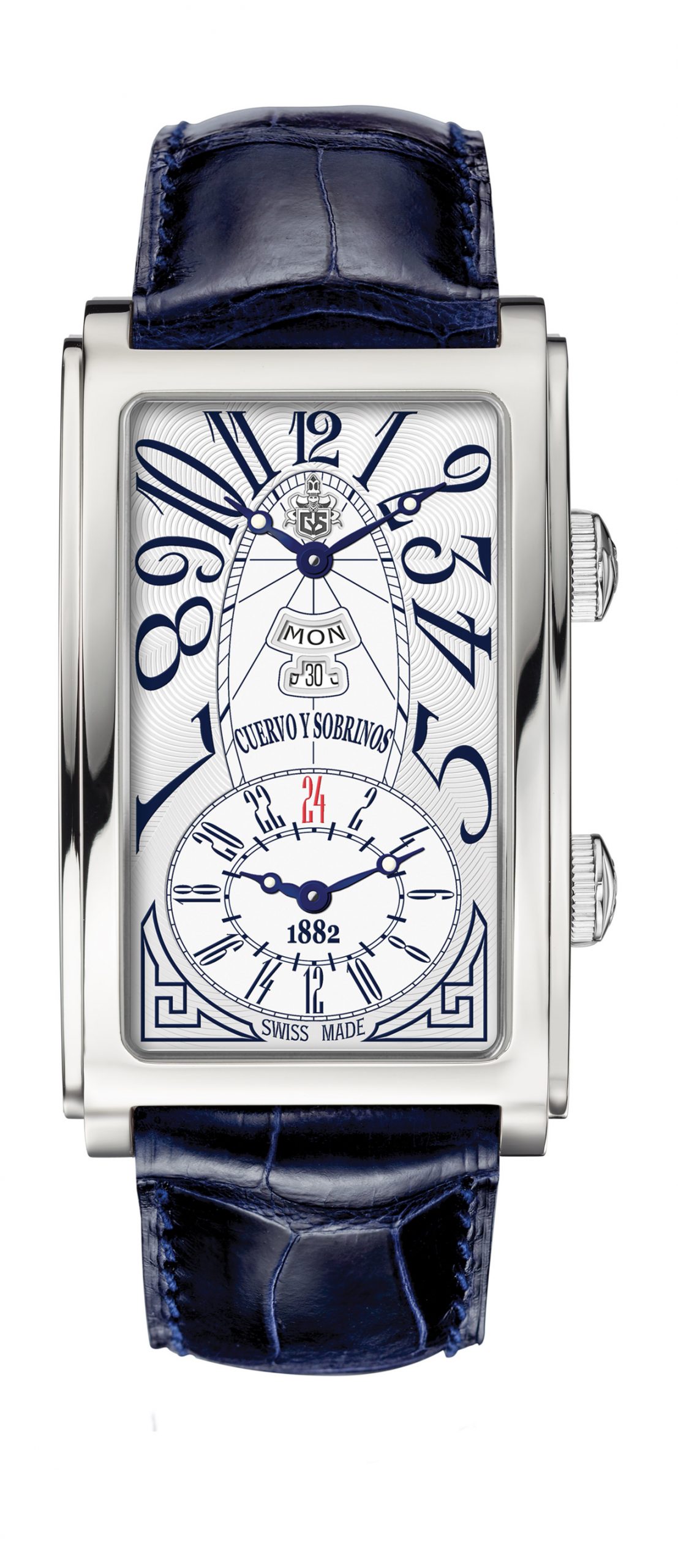 Cuervo y Sobrinos Prominente Dual Time luxury timepiece - detailed view