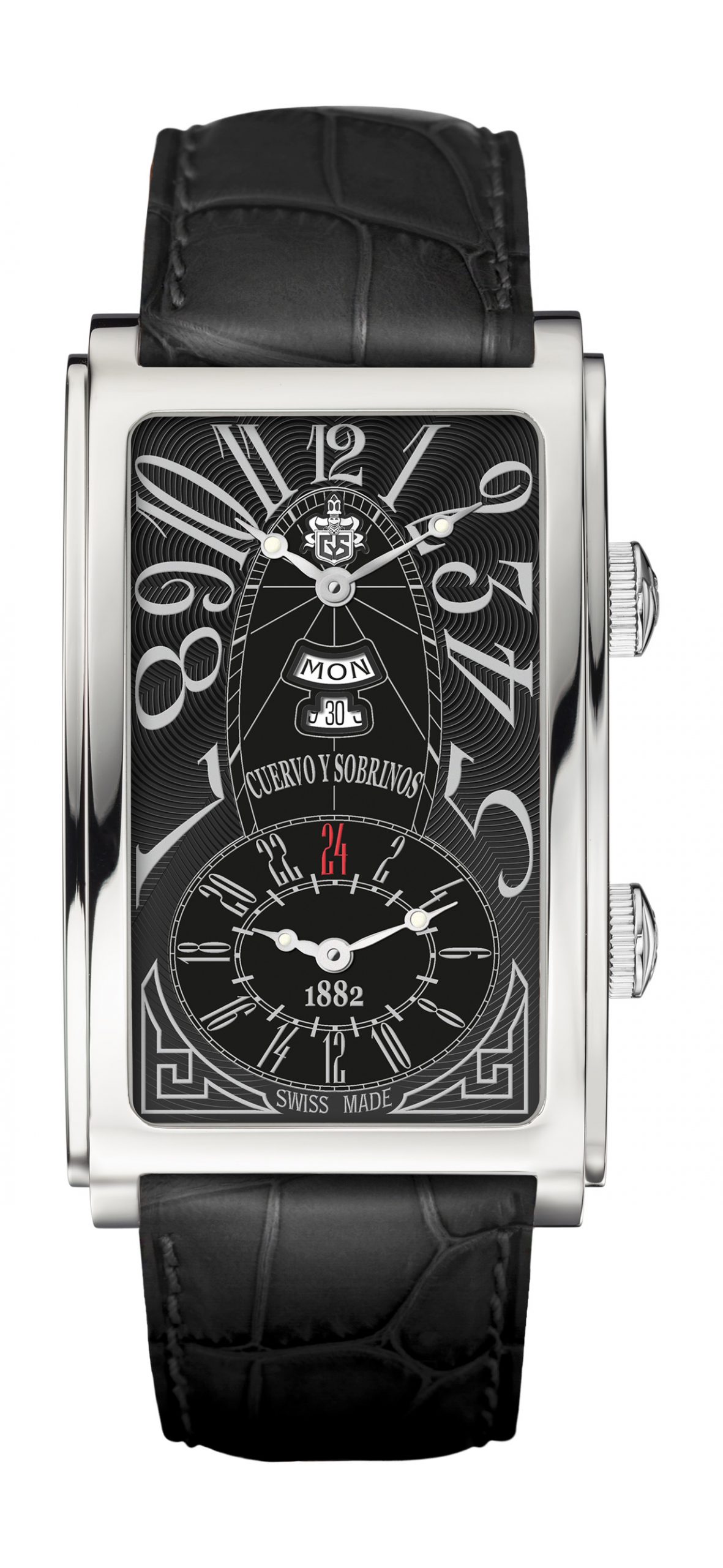 Cuervo y Sobrinos Prominente Dual Time luxury timepiece - detailed view
