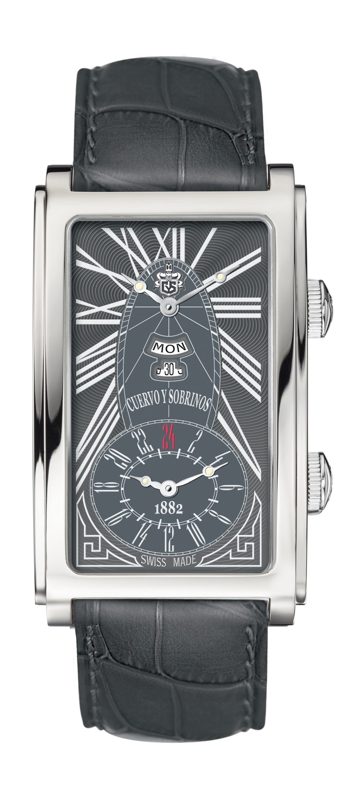 Cuervo y Sobrinos Prominente Dual Time luxury timepiece - detailed view