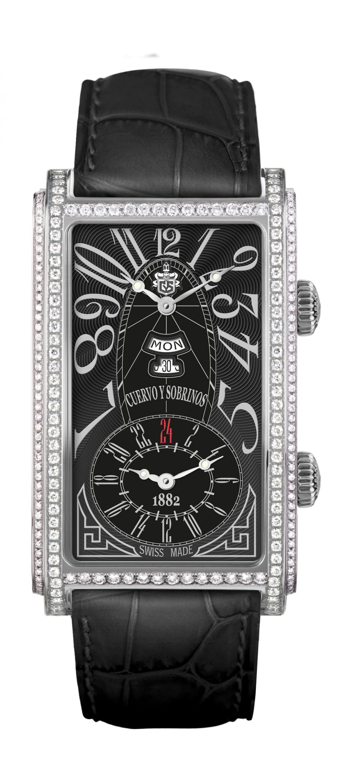 Cuervo y Sobrinos Prominente Dual Time luxury timepiece - detailed view