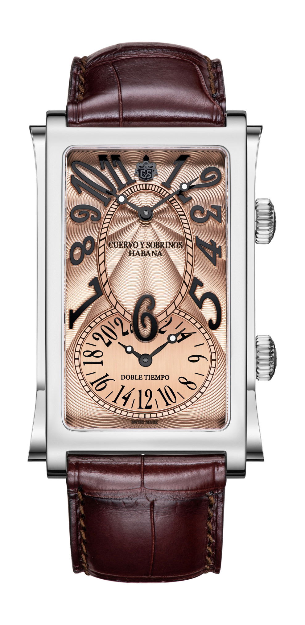 Cuervo y Sobrinos Prominente Icónico Doble Tiempo luxury timepiece - detailed view