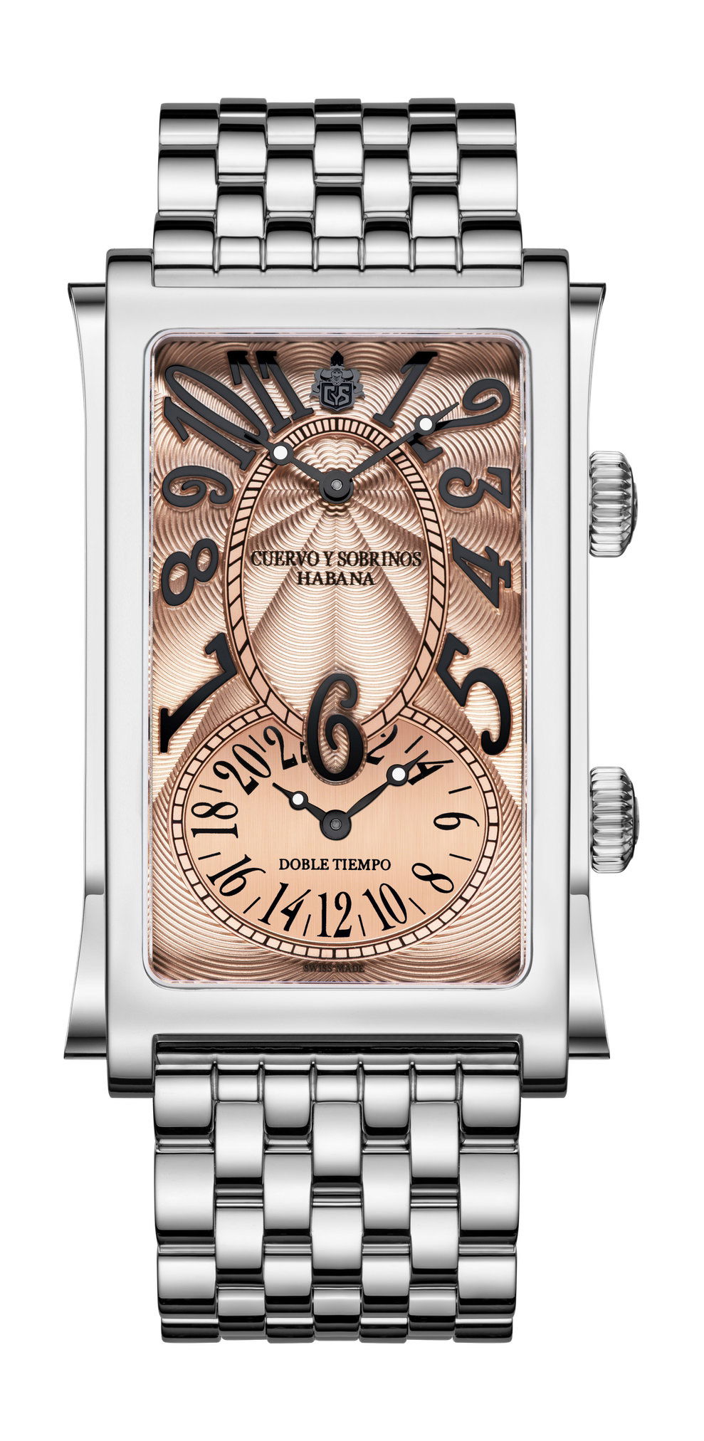 Cuervo y Sobrinos Prominente Icónico Doble Tiempo luxury timepiece - detailed view