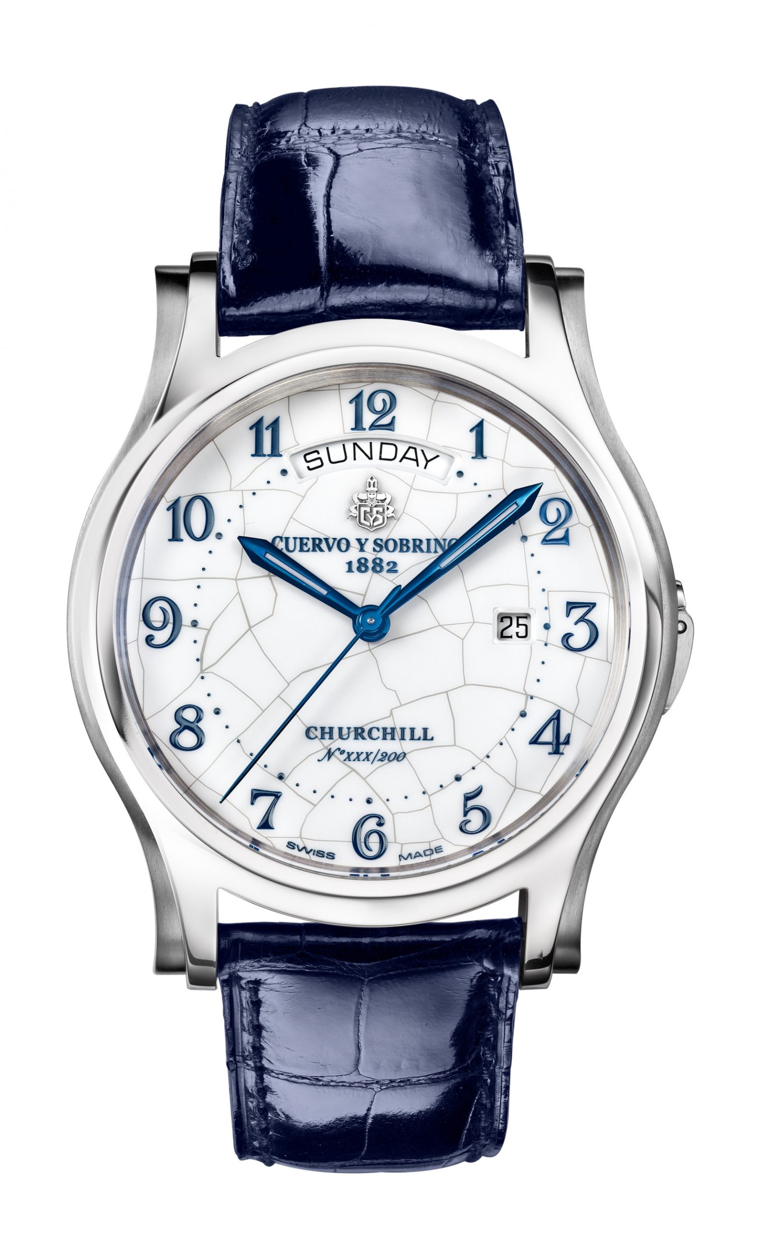 Cuervo y Sobrinos Robusto Day Date Churchill luxury timepiece - detailed view