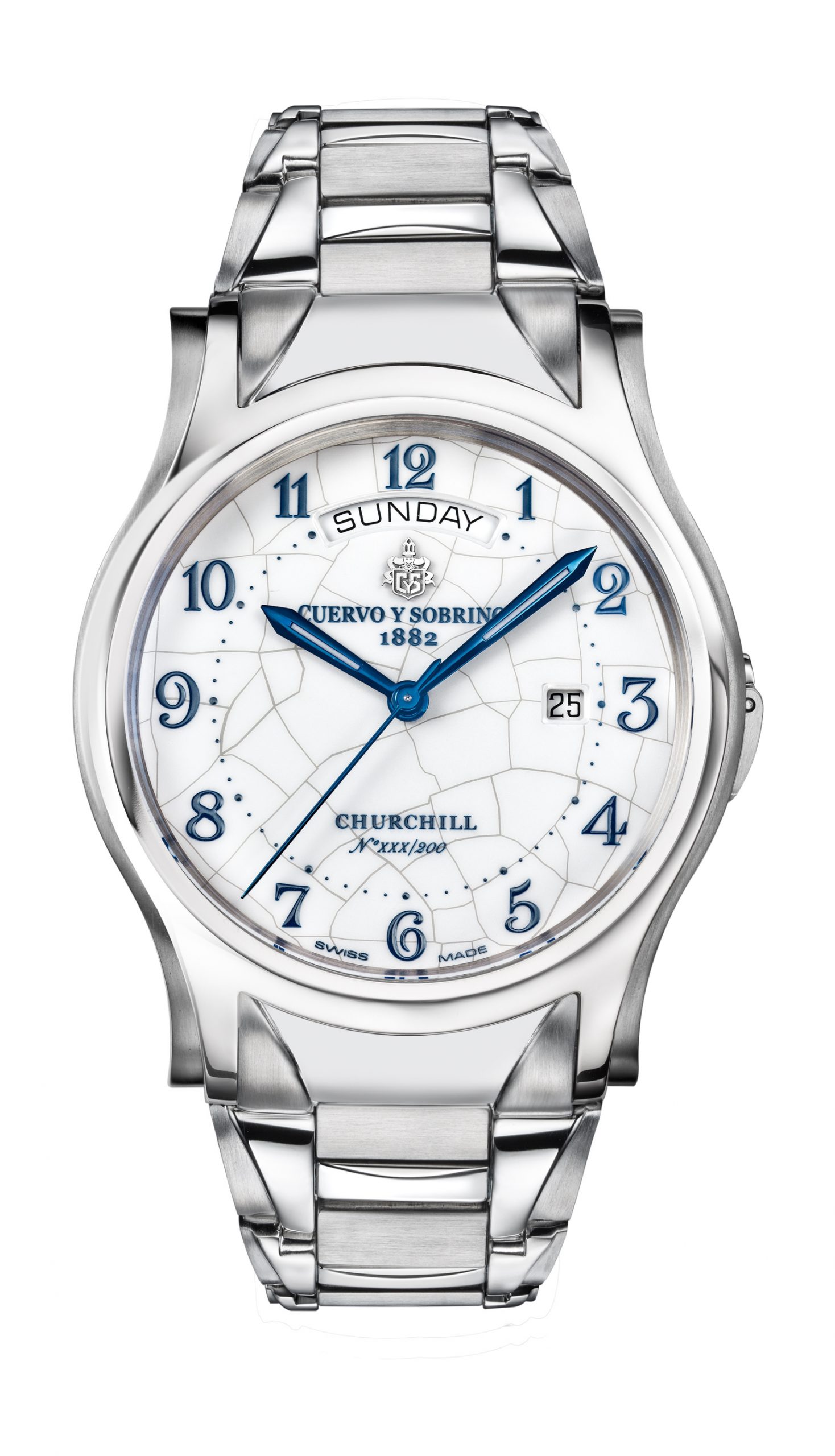 Cuervo y Sobrinos Robusto Day Date Churchill luxury timepiece - detailed view