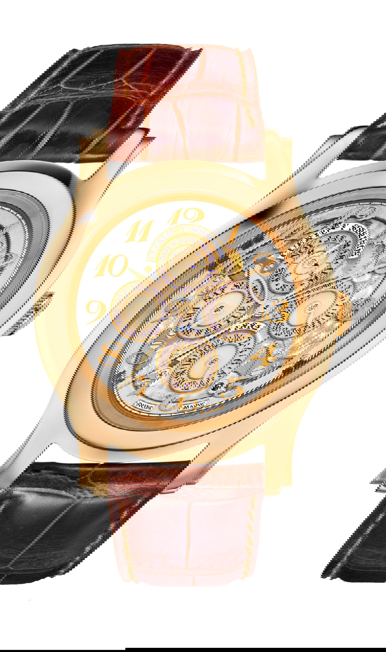 Cuervo y Sobrinos Robusto Perpetual GMT luxury timepiece - detailed view