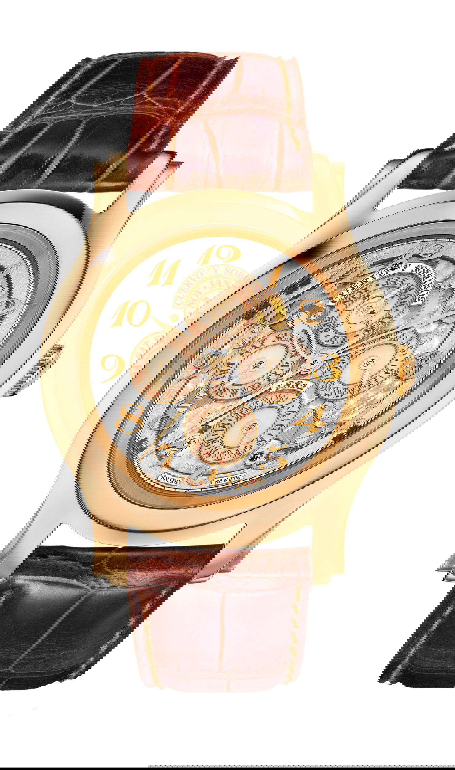 Cuervo y Sobrinos Robusto Perpetual GMT luxury timepiece - detailed view