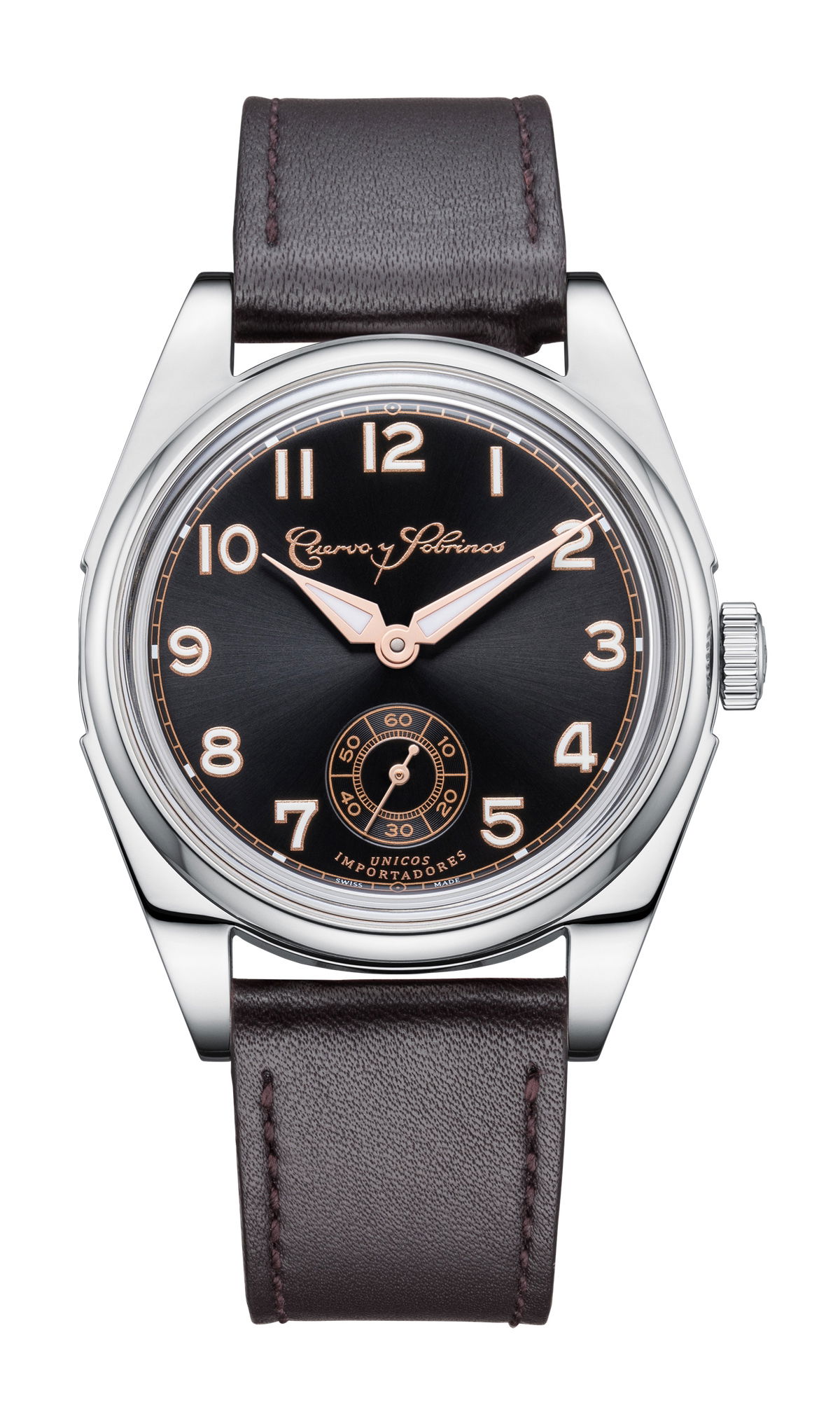Cuervo y Sobrinos Robusto Sans Souci Black luxury timepiece - detailed view