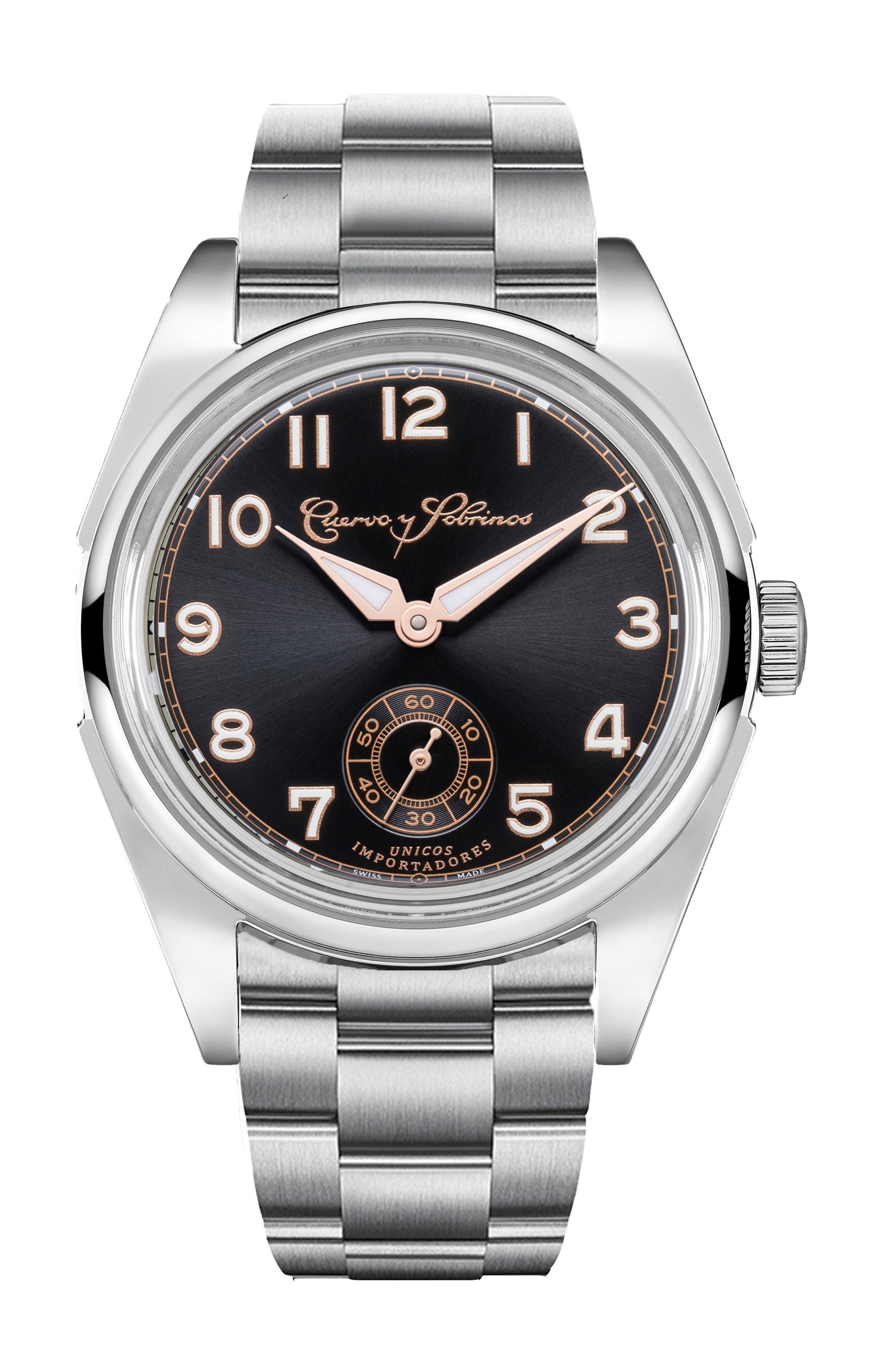 Cuervo y Sobrinos Robusto Sans Souci Black luxury timepiece - detailed view