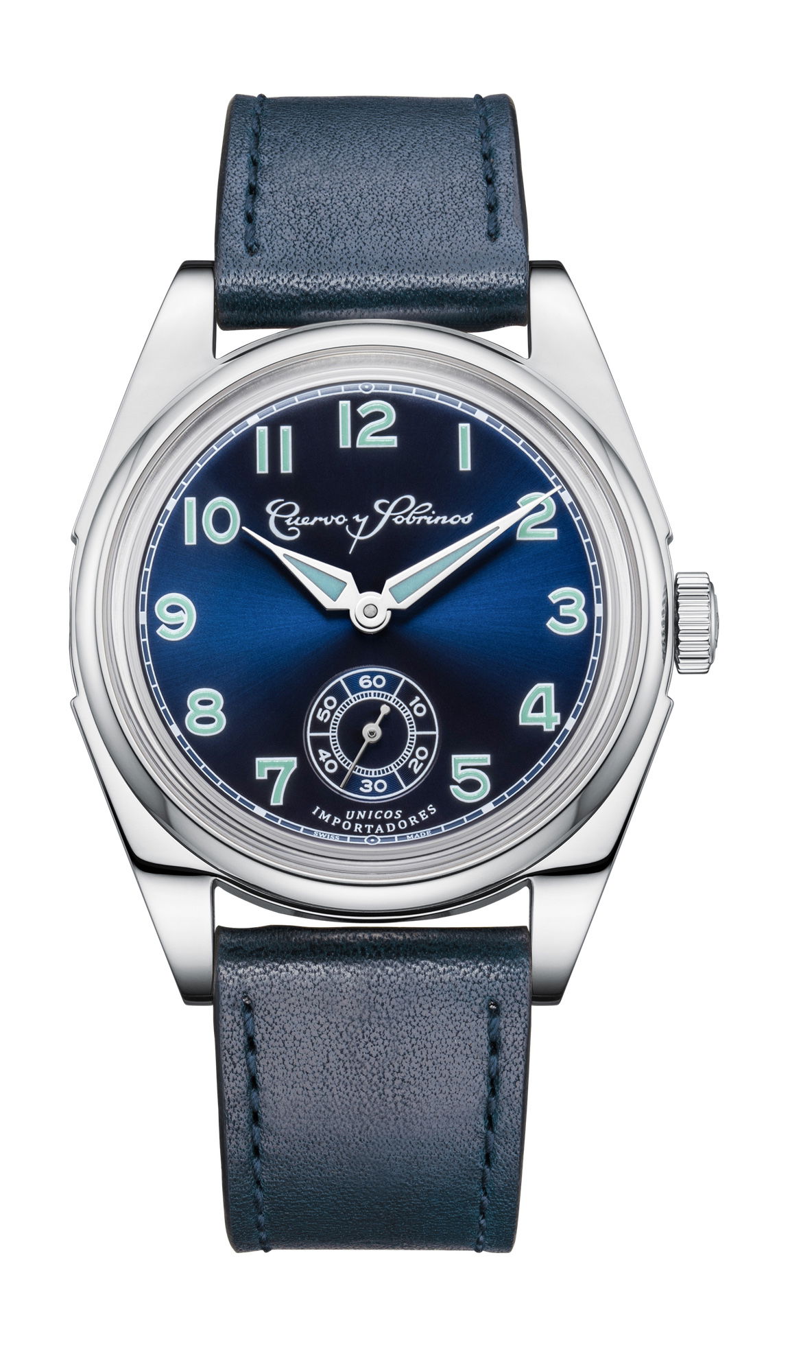 Cuervo y Sobrinos Robusto Sans Souci Blue luxury timepiece - detailed view