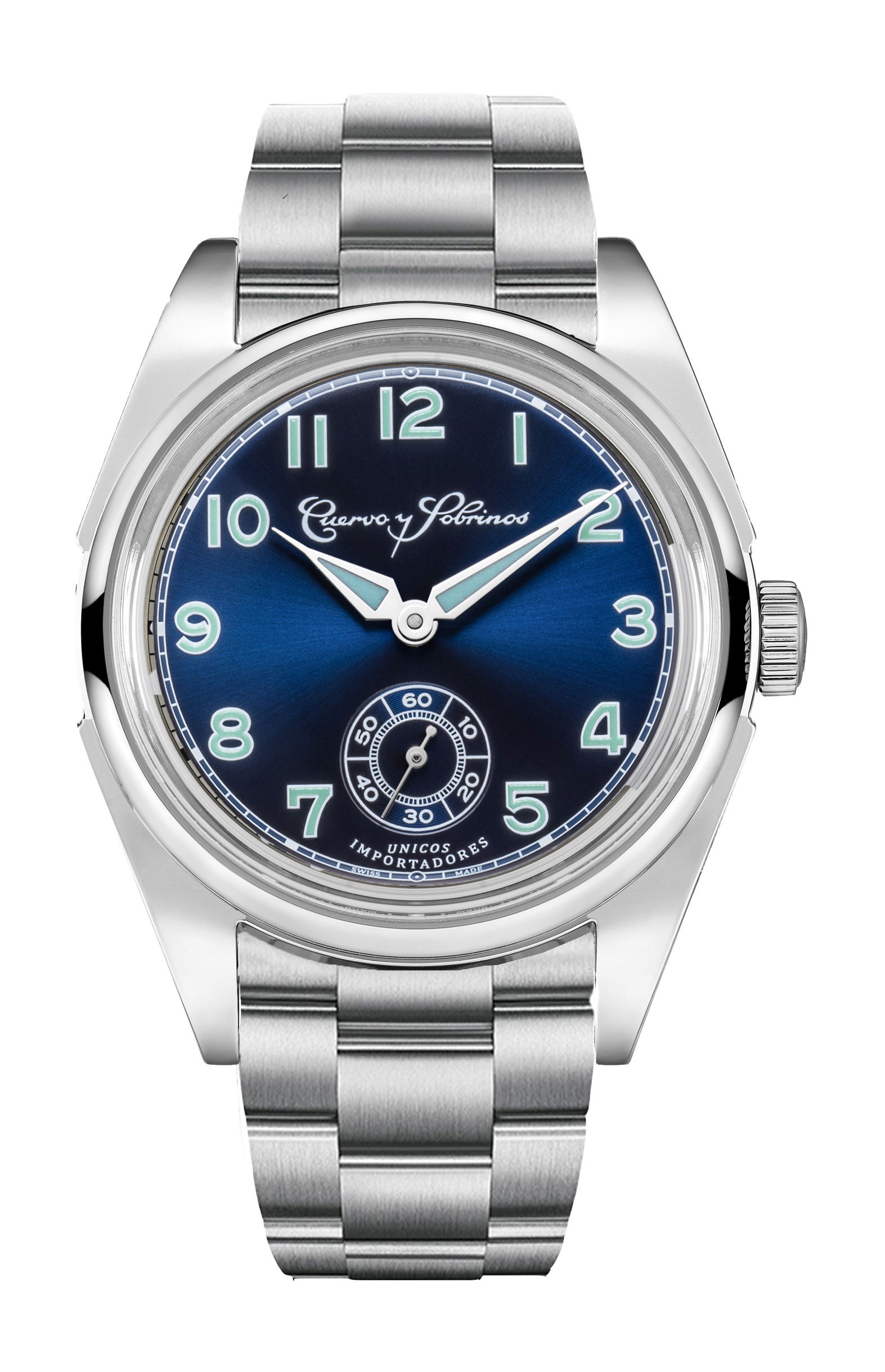 Cuervo y Sobrinos Robusto Sans Souci Blue luxury timepiece - detailed view