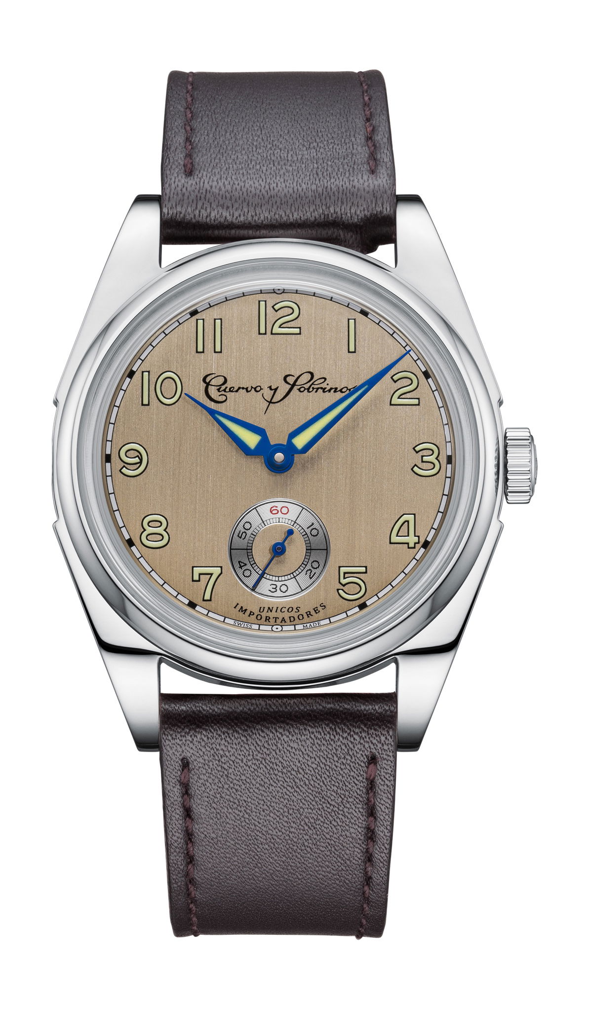 Cuervo y Sobrinos Robusto Sans Souci Champagne luxury timepiece - detailed view