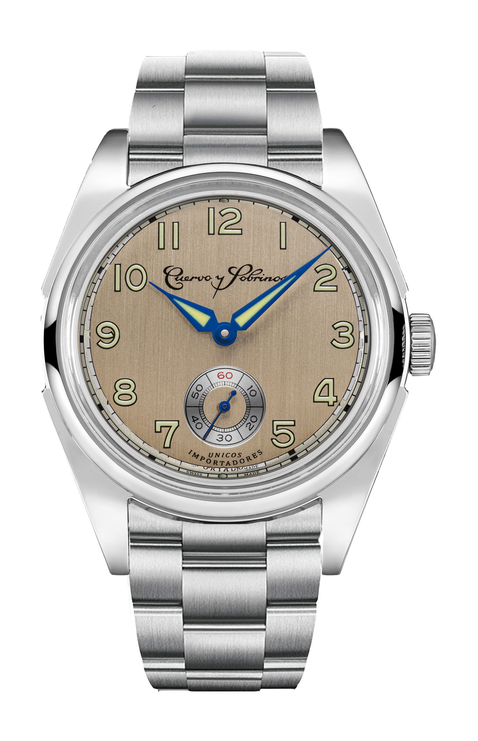 Cuervo y Sobrinos Robusto Sans Souci Champagne luxury timepiece - detailed view