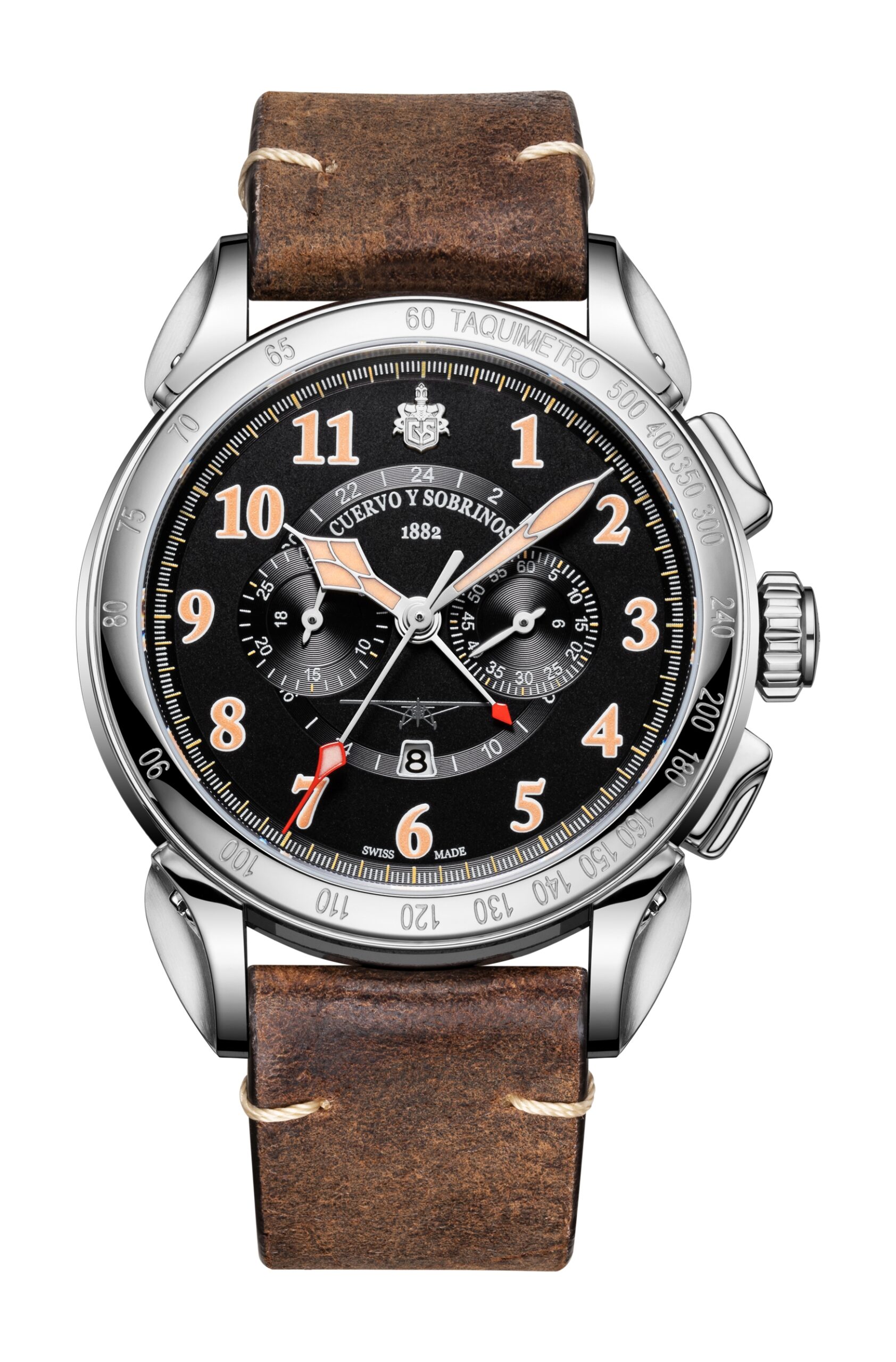 Cuervo y Sobrinos Vuelo Emilio Carranza Pilot luxury timepiece - detailed view