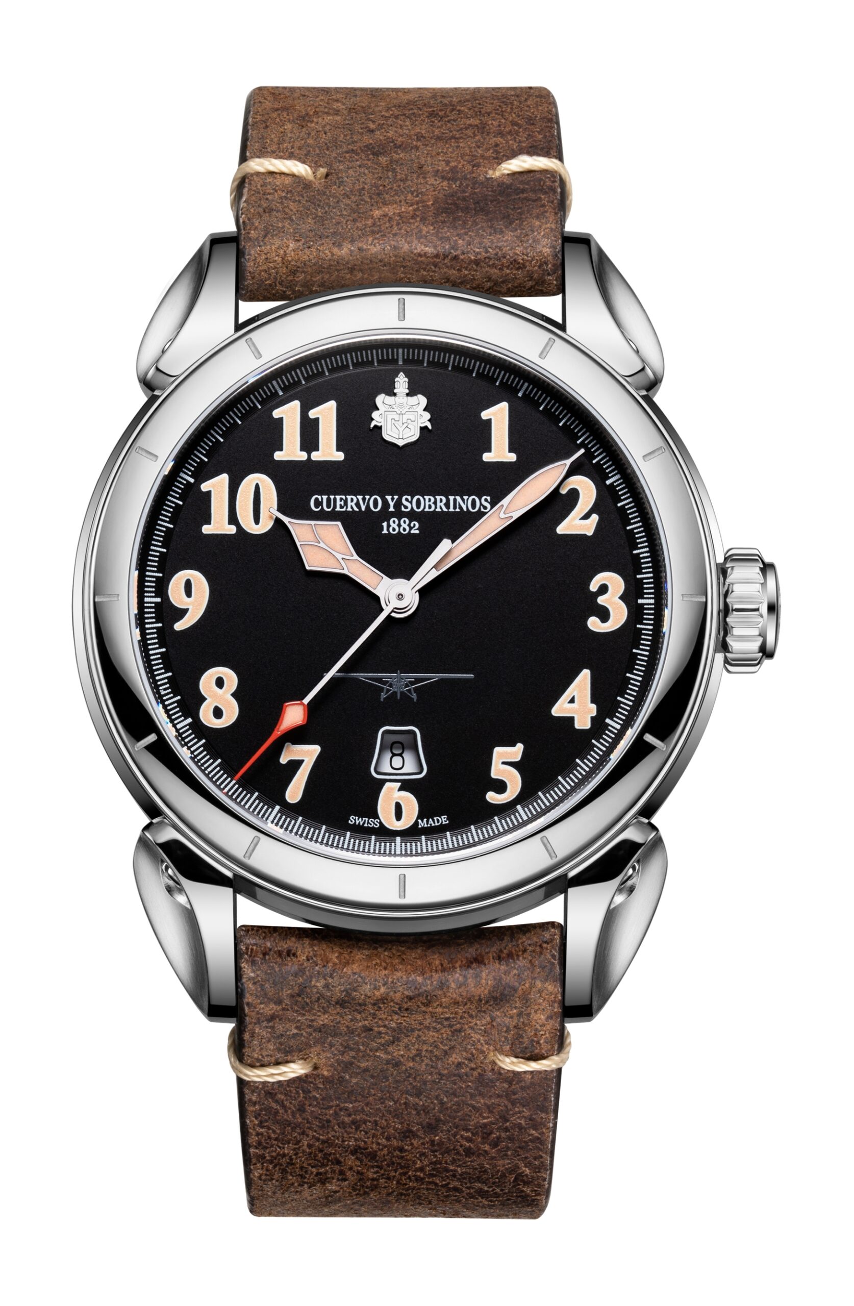 Cuervo y Sobrinos Vuelo Emilio Carranza Pilot luxury timepiece - detailed view
