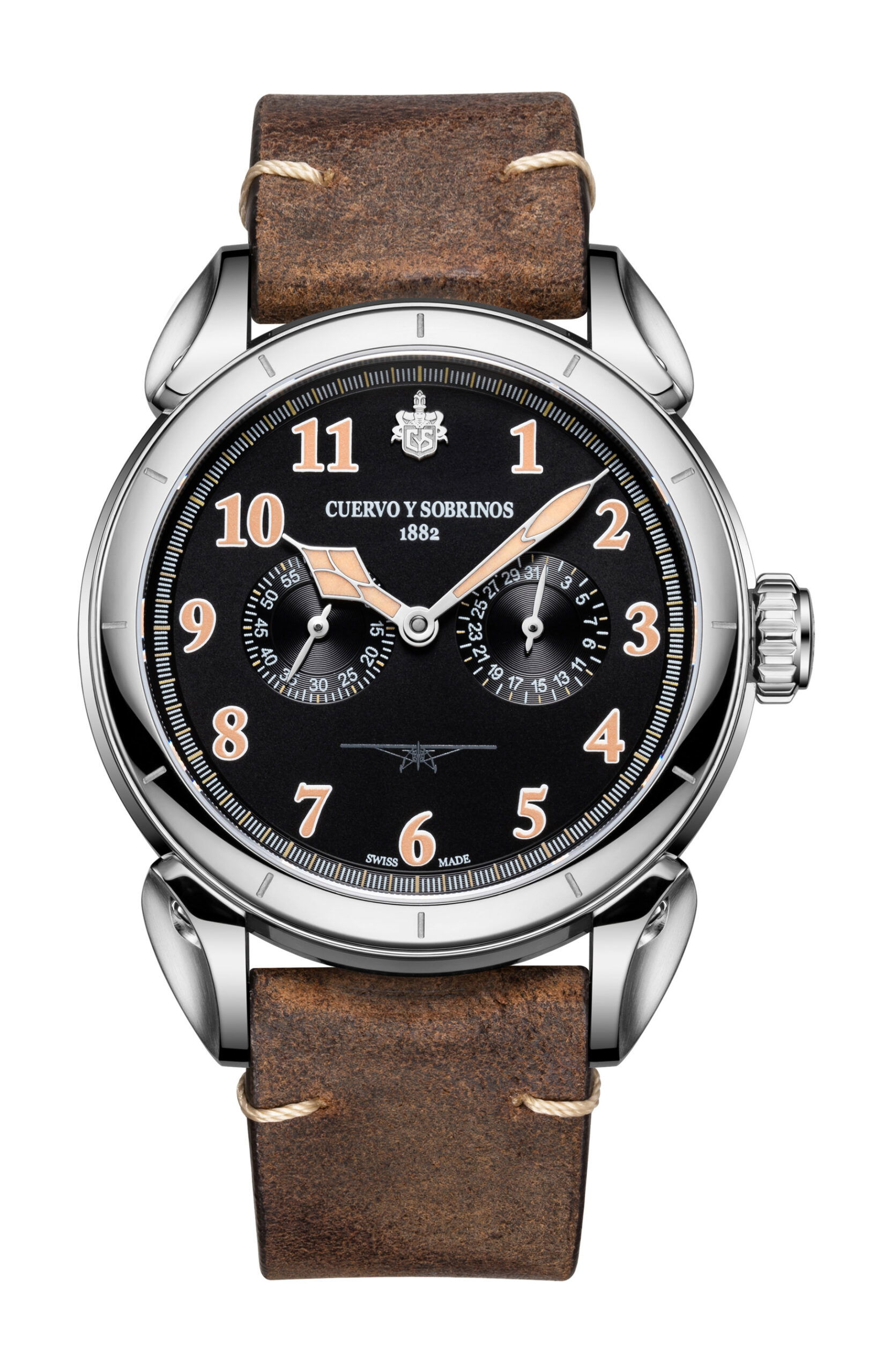 Cuervo y Sobrinos Vuelo Emilio Carranza Pilot luxury timepiece - detailed view