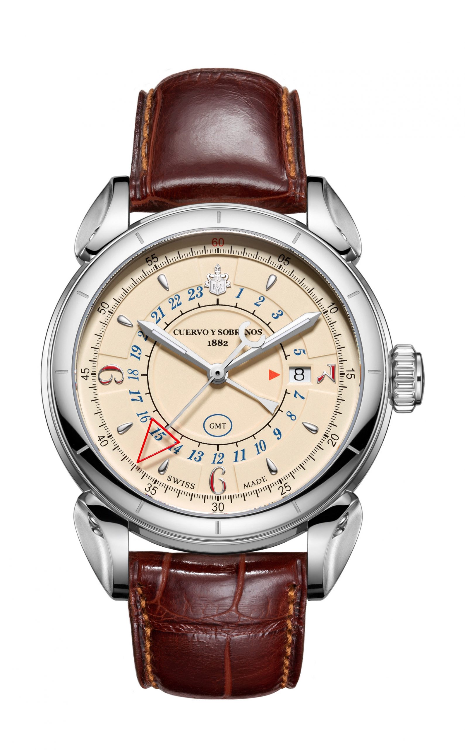 Cuervo y Sobrinos Vuelo GMT luxury timepiece - detailed view