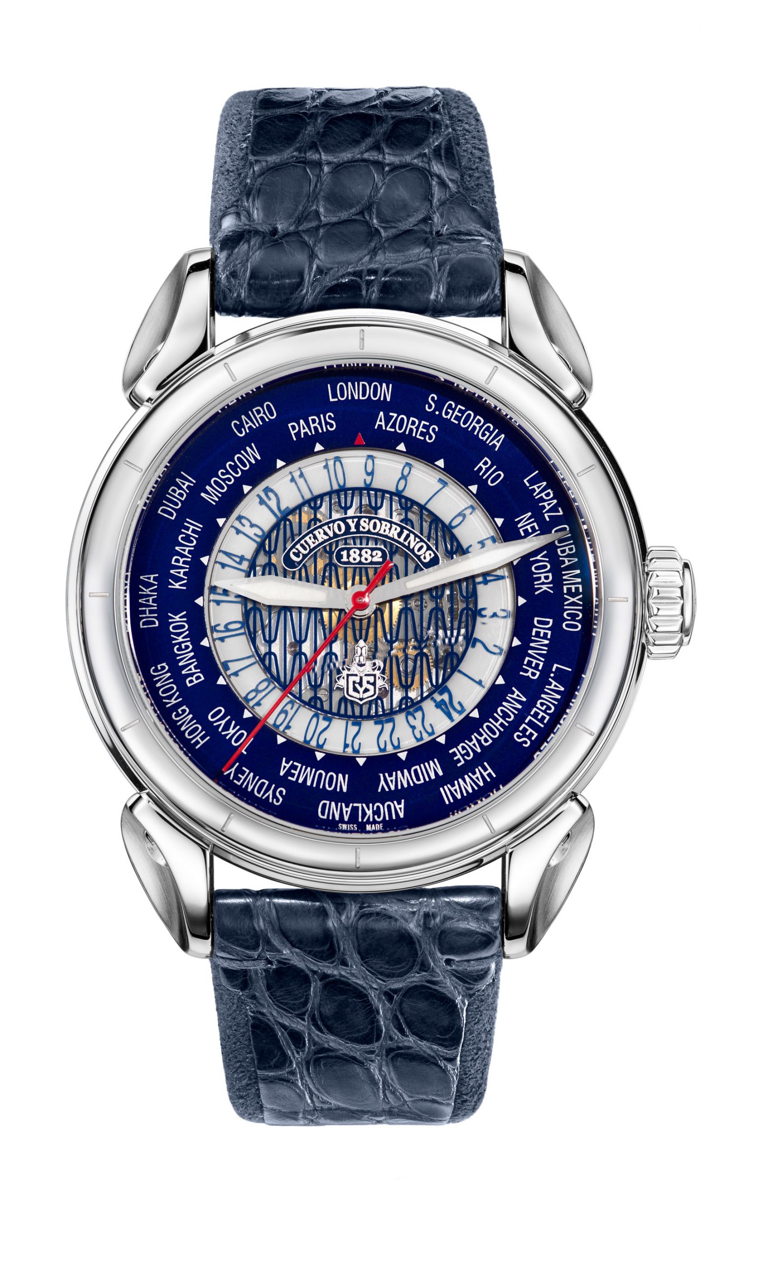 Cuervo y Sobrinos Vuelo Horas Del Mundo luxury timepiece - detailed view