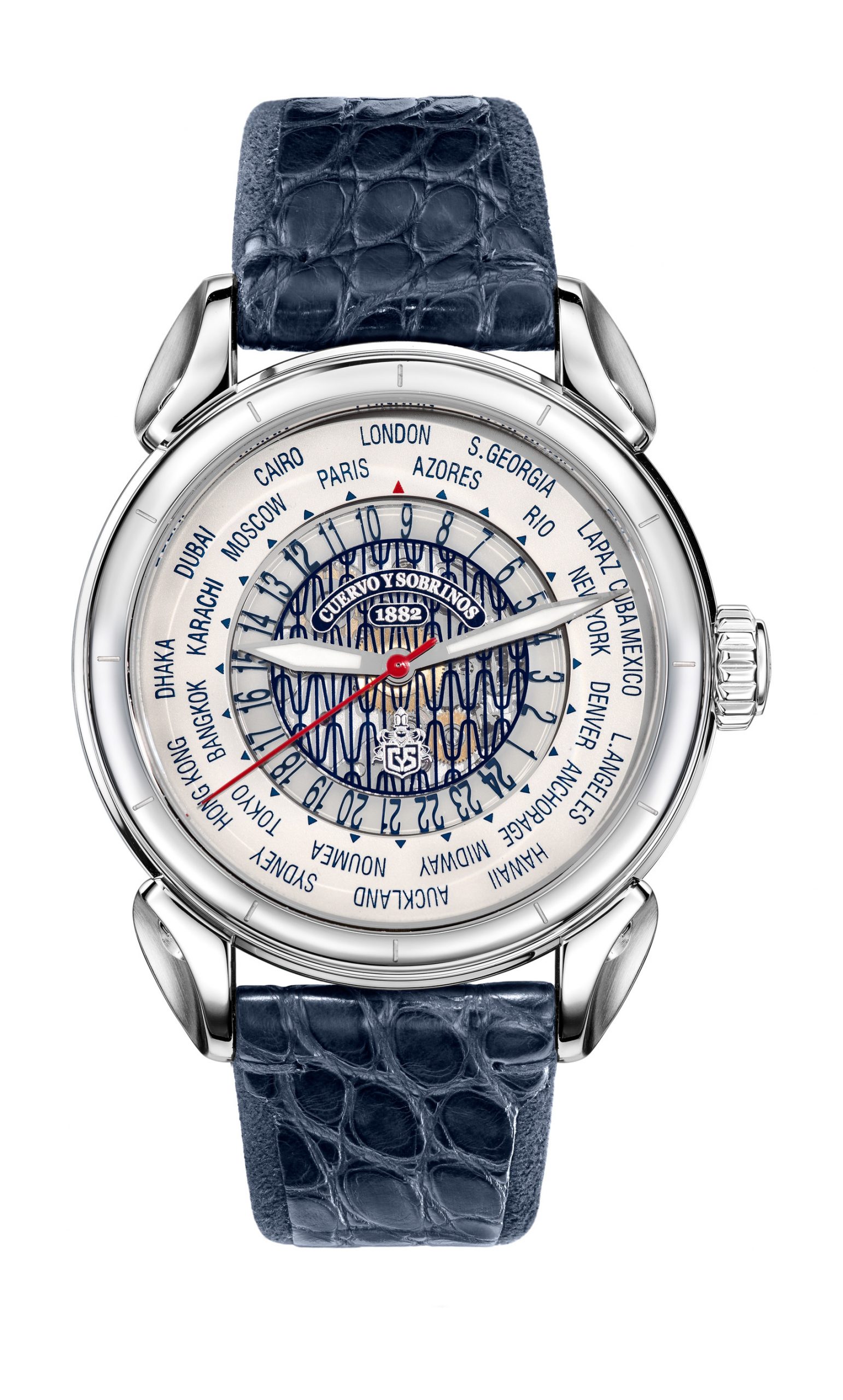 Cuervo y Sobrinos Vuelo Horas Del Mundo luxury timepiece - detailed view