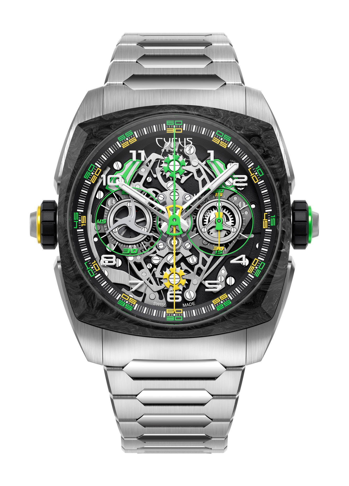Cyrus Klepcys DICE Lime Carbon luxury timepiece - detailed view