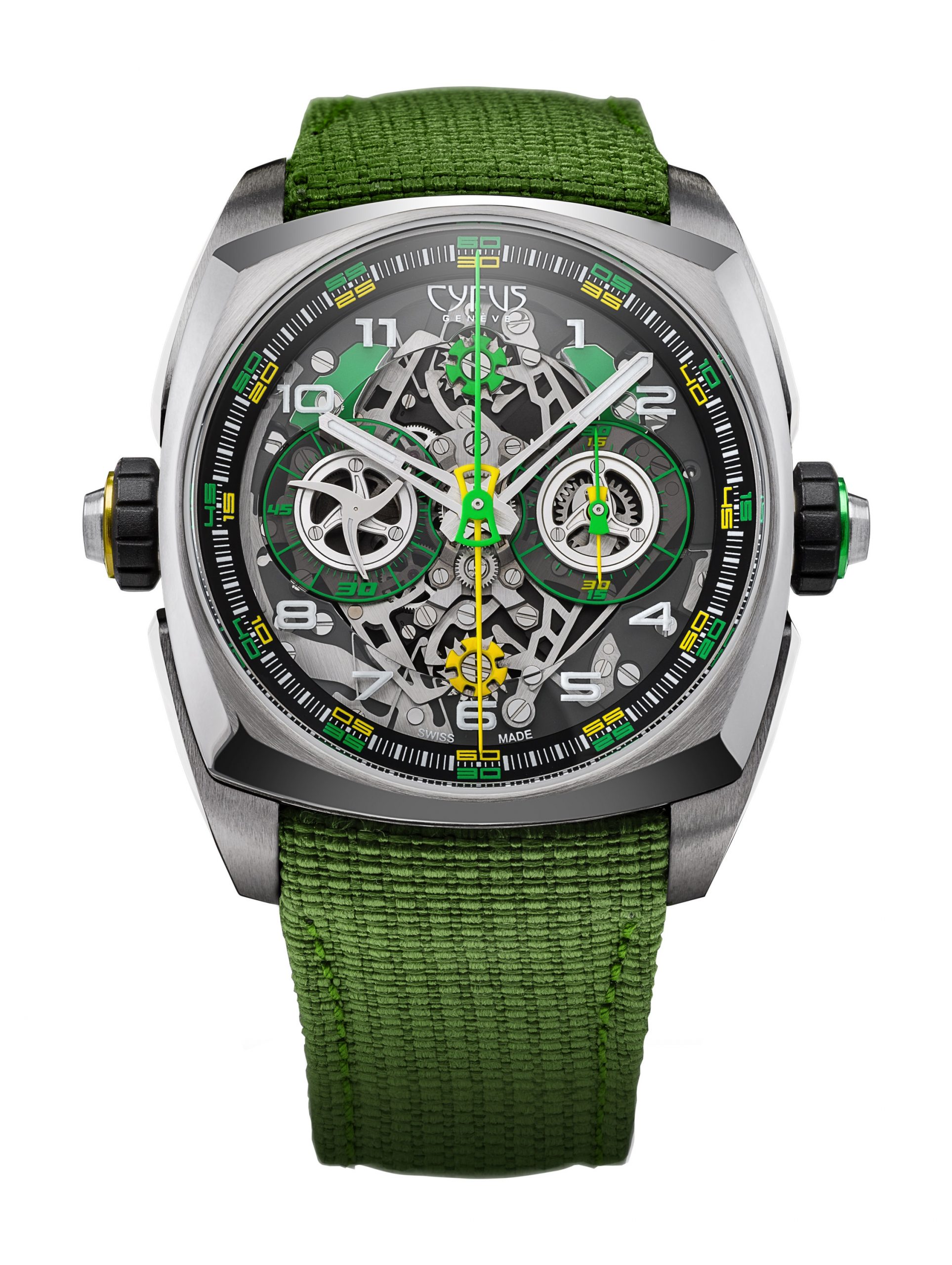 Cyrus Klepcys DICE Lime Titanium luxury timepiece - detailed view