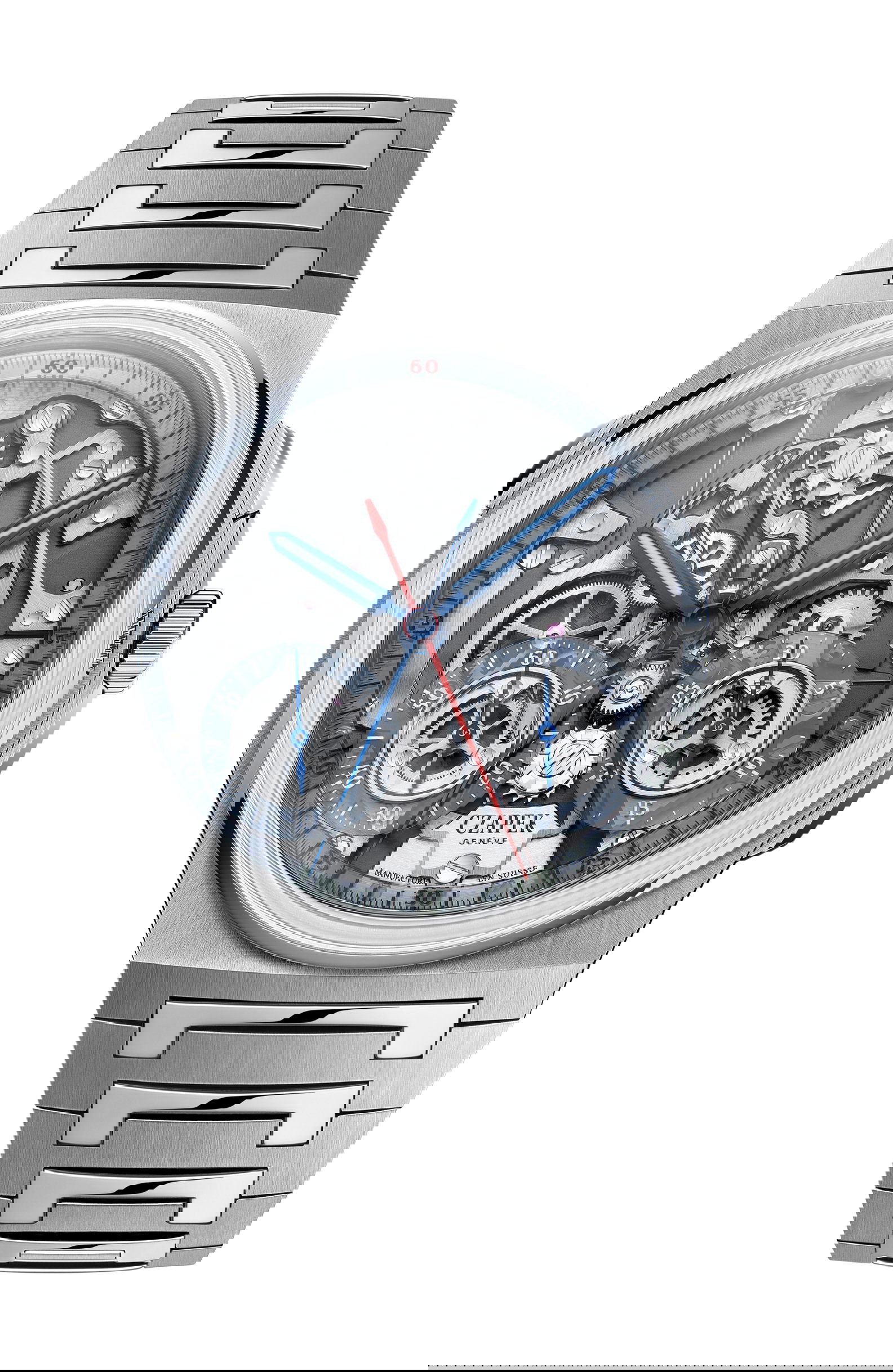 Czapek Antarctique Rattrapante Blue Ice luxury timepiece - detailed view