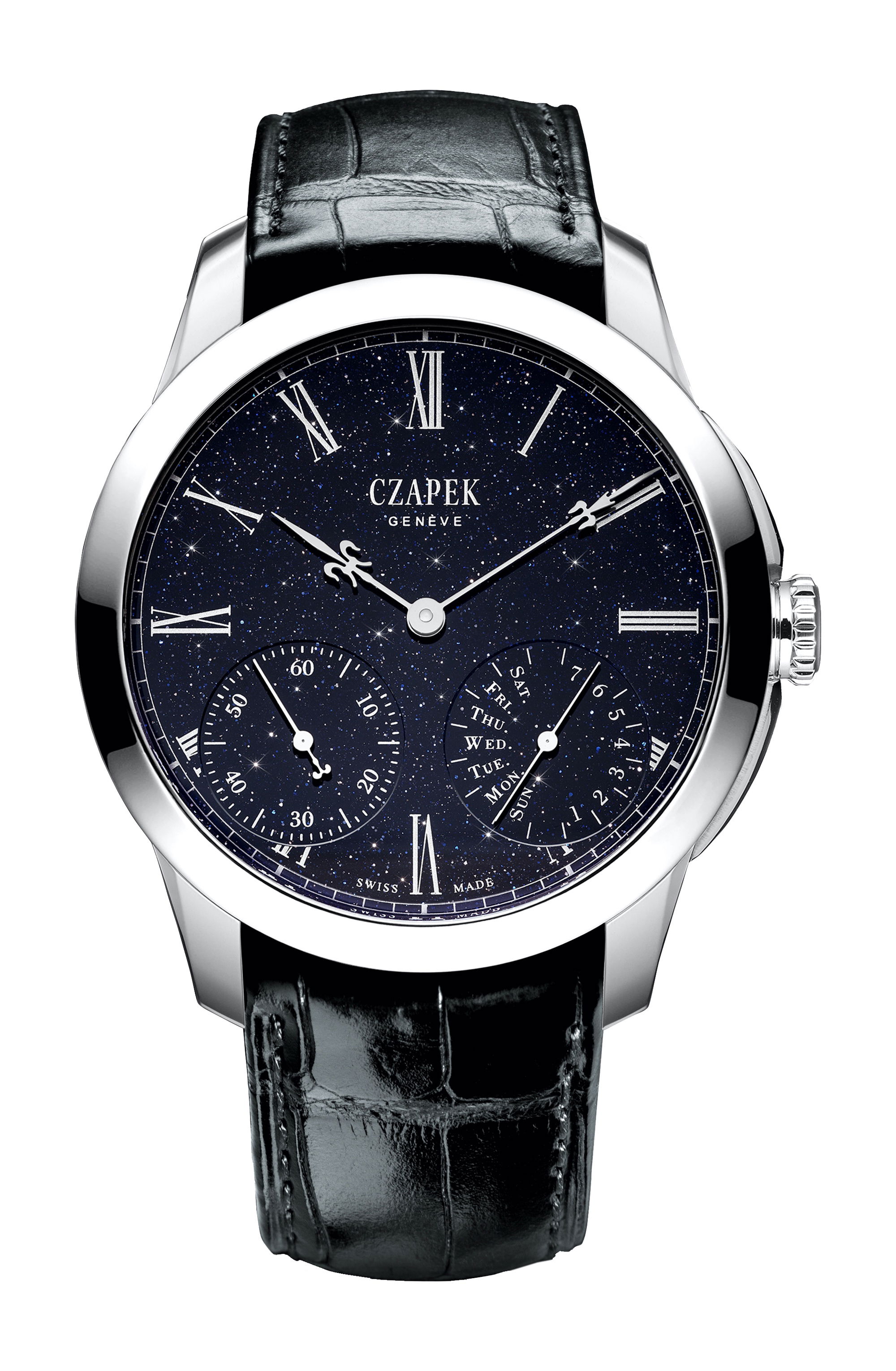 Czapek Quai des Bergues Midnight in Geneva luxury timepiece - detailed view