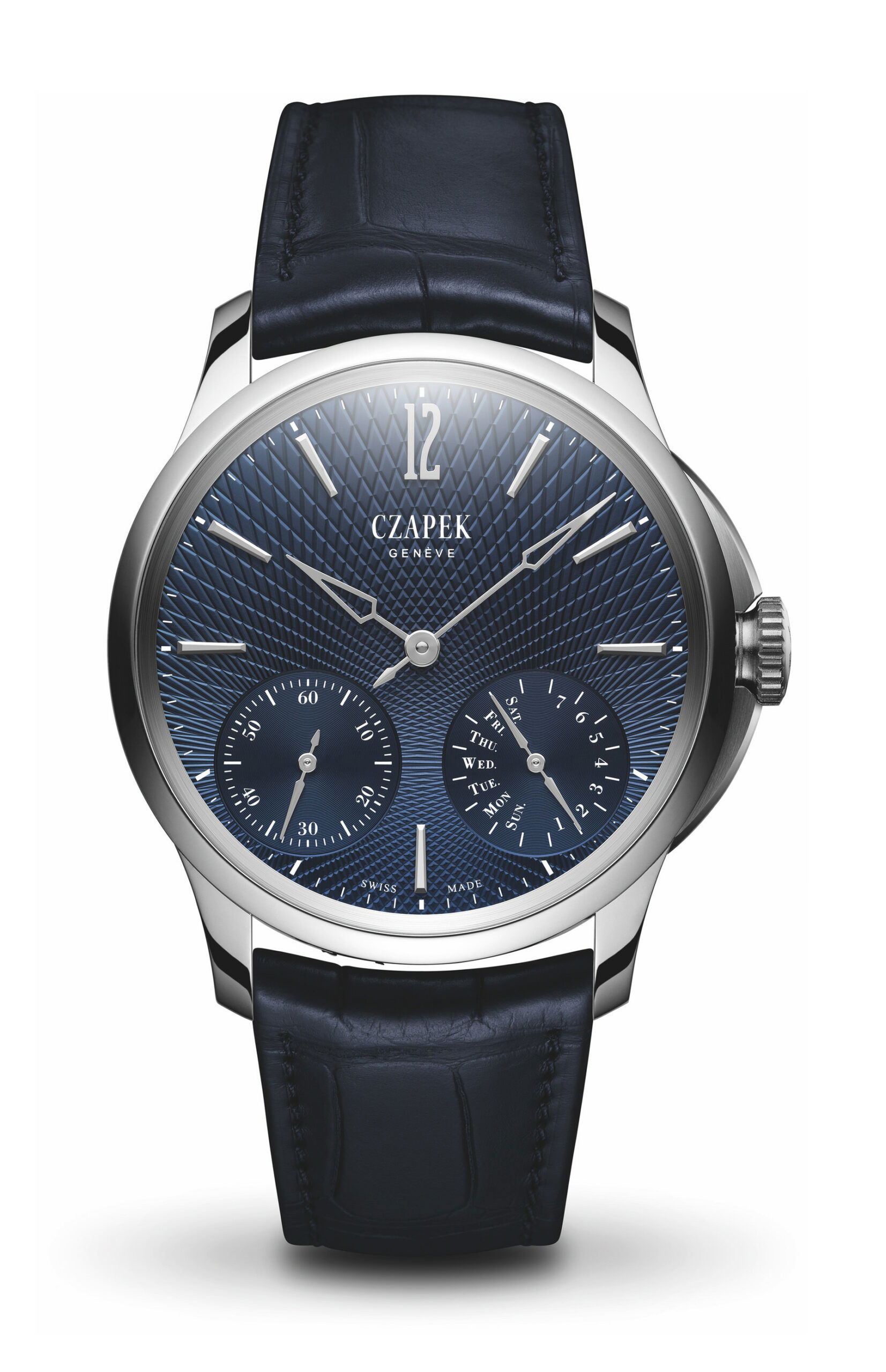 Czapek Quai des Bergues No17 Double Soleil Deep Blue luxury timepiece - detailed view