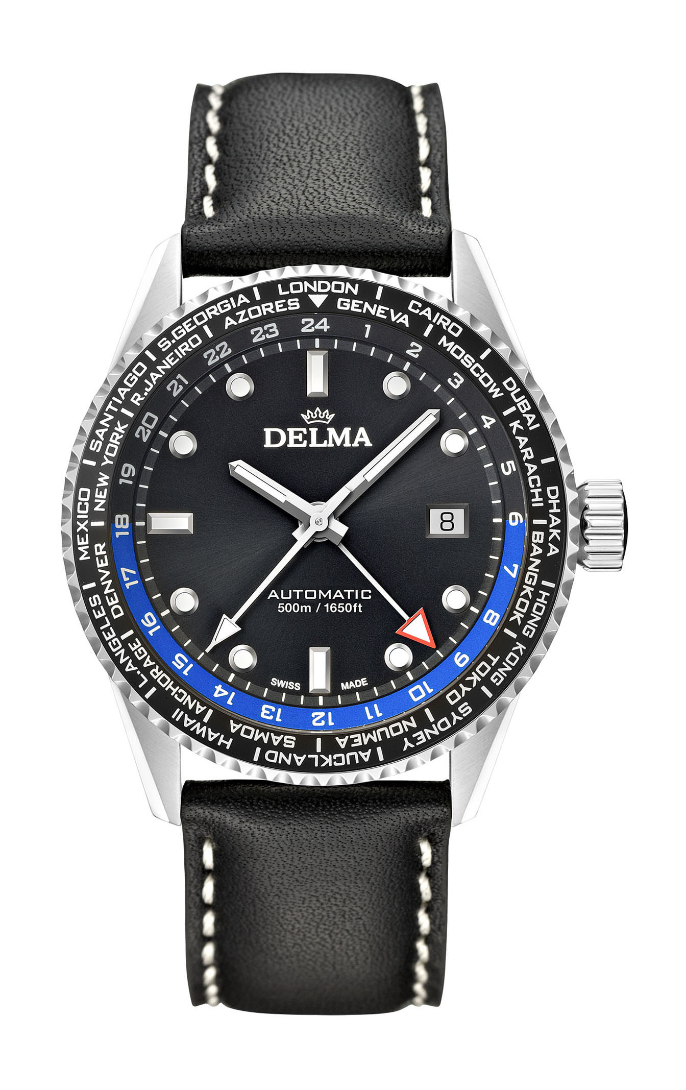 Delma Cayman Worldtimer Automatic luxury timepiece - detailed view