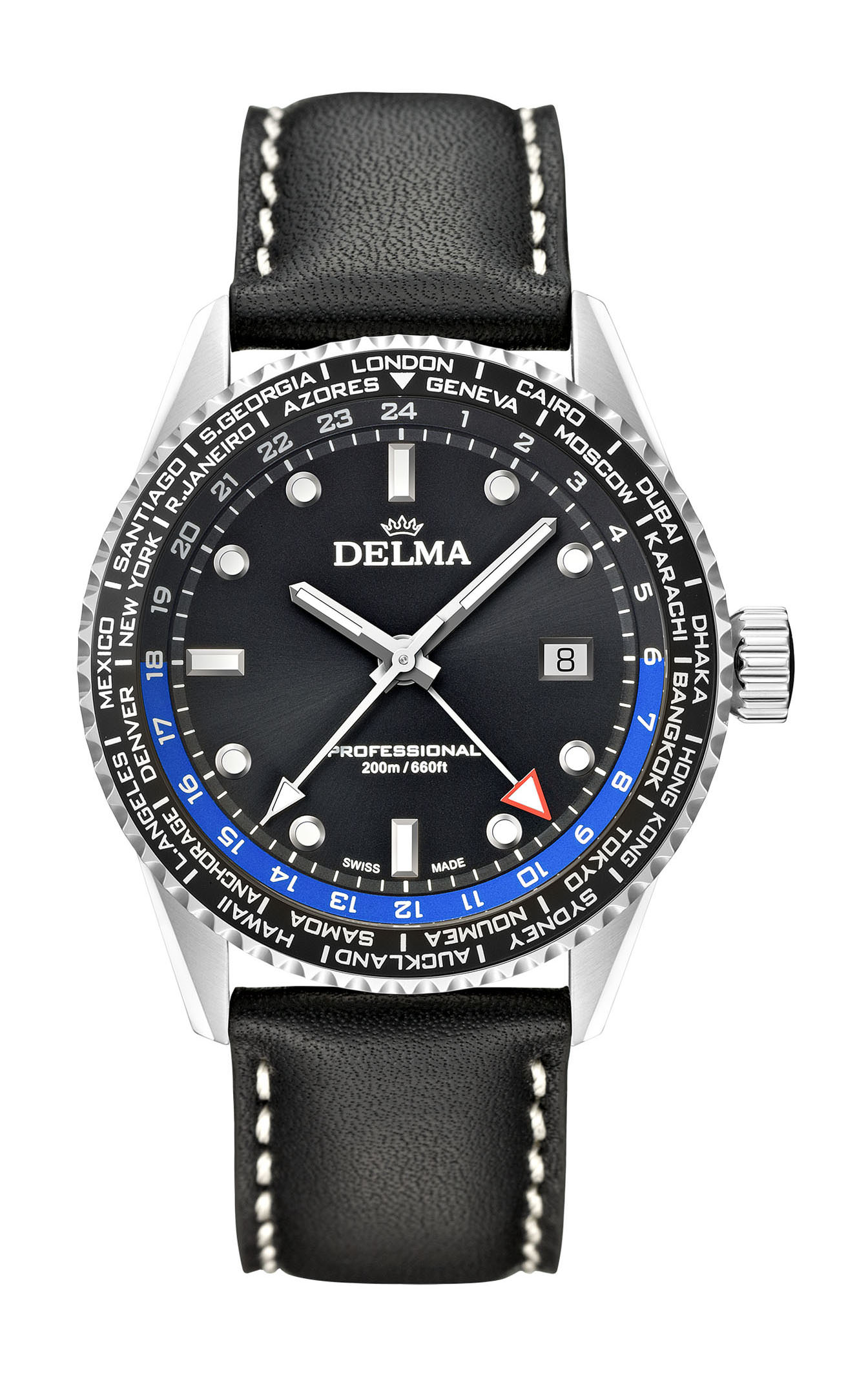 Delma Cayman Worldtimer luxury timepiece - detailed view