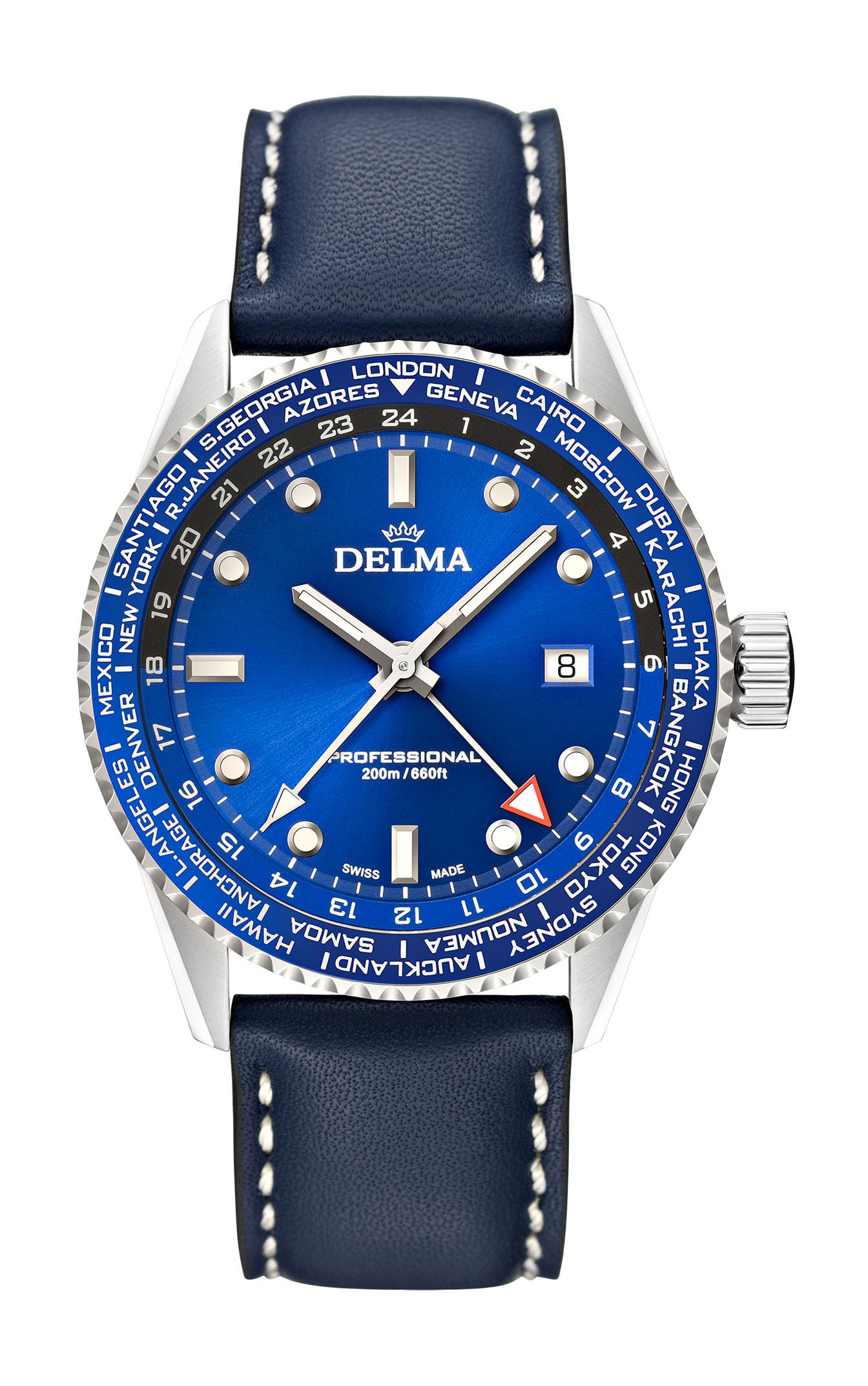 Delma Cayman Worldtimer luxury timepiece - detailed view