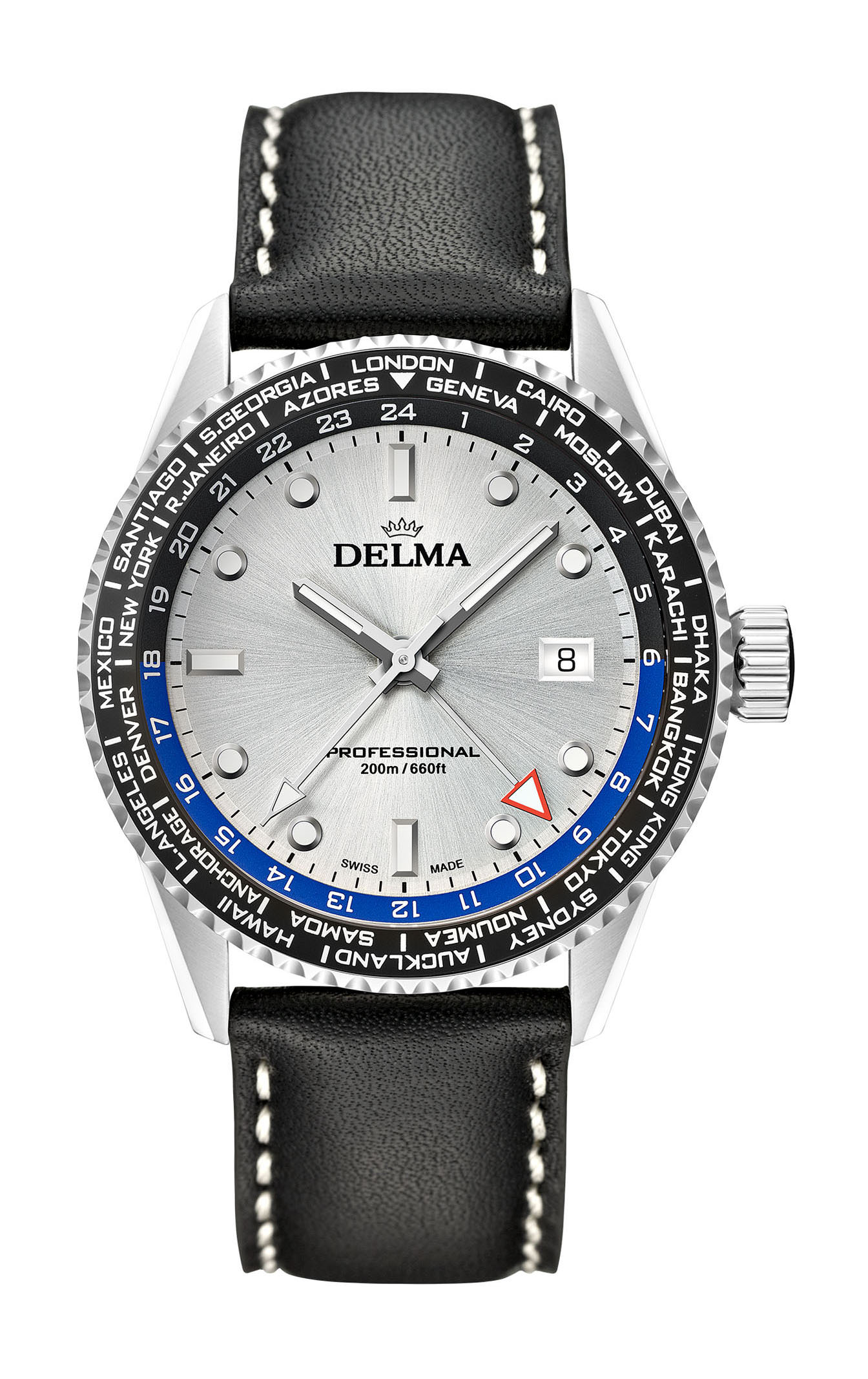Delma Cayman Worldtimer luxury timepiece - detailed view