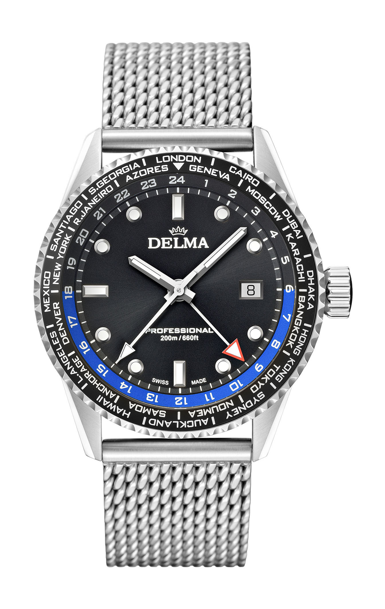 Delma Cayman Worldtimer luxury timepiece - detailed view