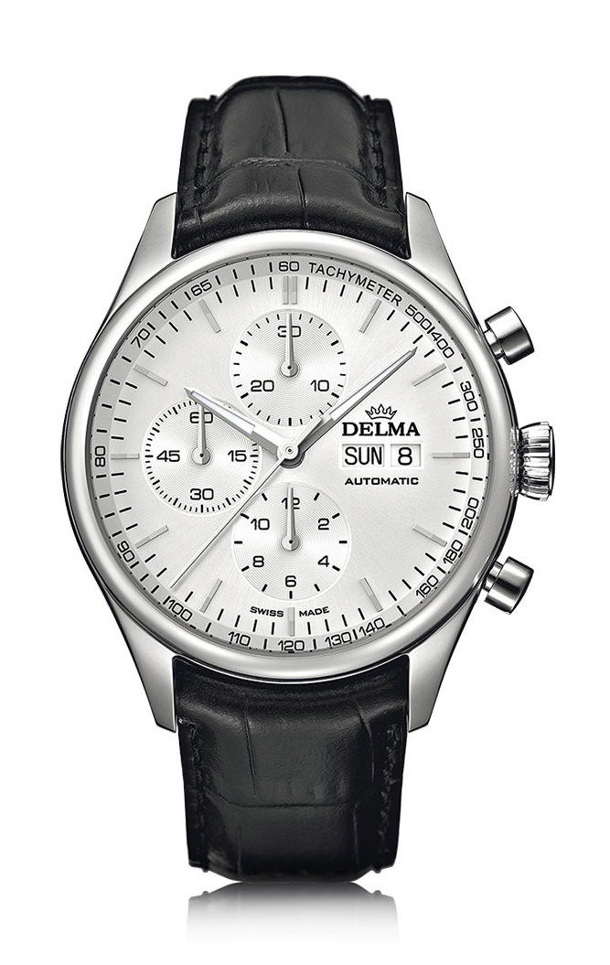 Delma Heritage Chronograph luxury timepiece - detailed view