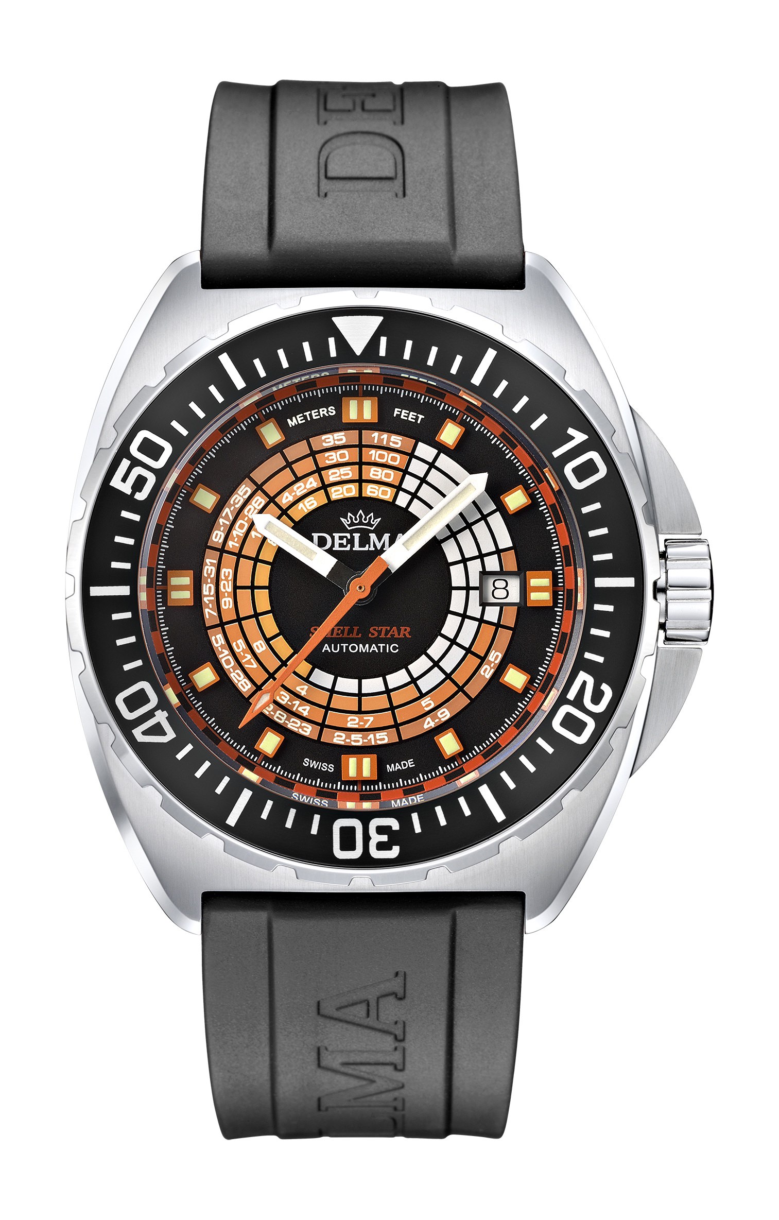 Delma Shell Star Decompression Timer luxury timepiece - detailed view