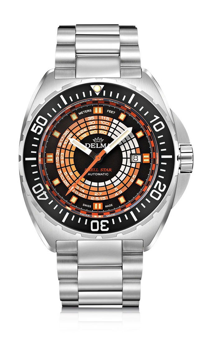 Delma Shell Star Decompression Timer luxury timepiece - detailed view