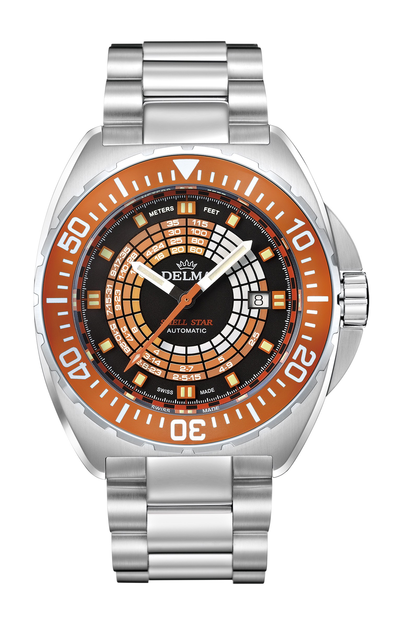 Delma Shell Star Decompression Timer luxury timepiece - detailed view