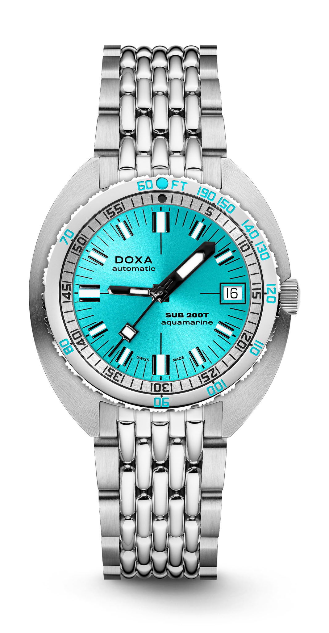 Doxa SUB 200T Aquamarine Sunray luxury timepiece - detailed view