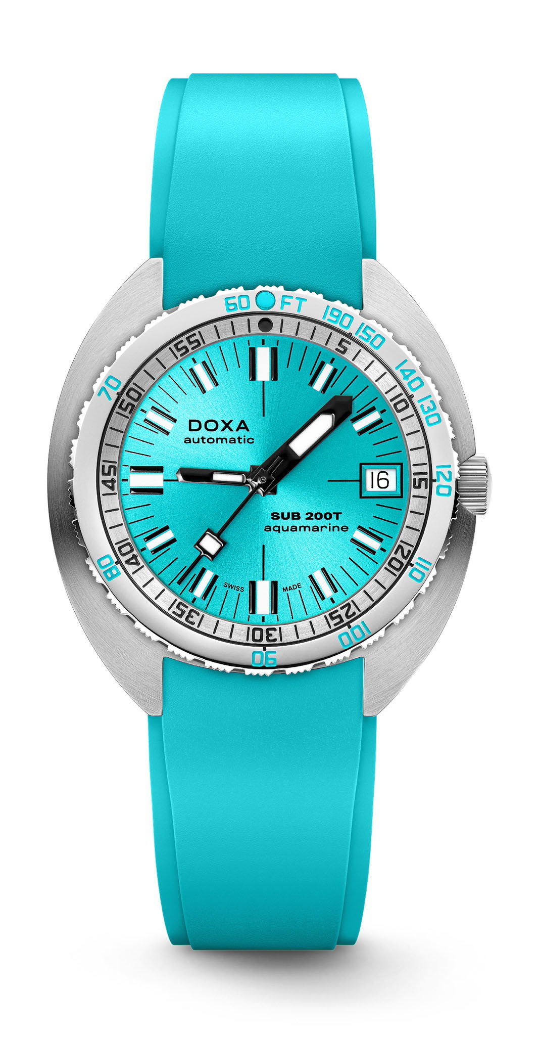 Doxa SUB 200T Aquamarine Sunray luxury timepiece - detailed view