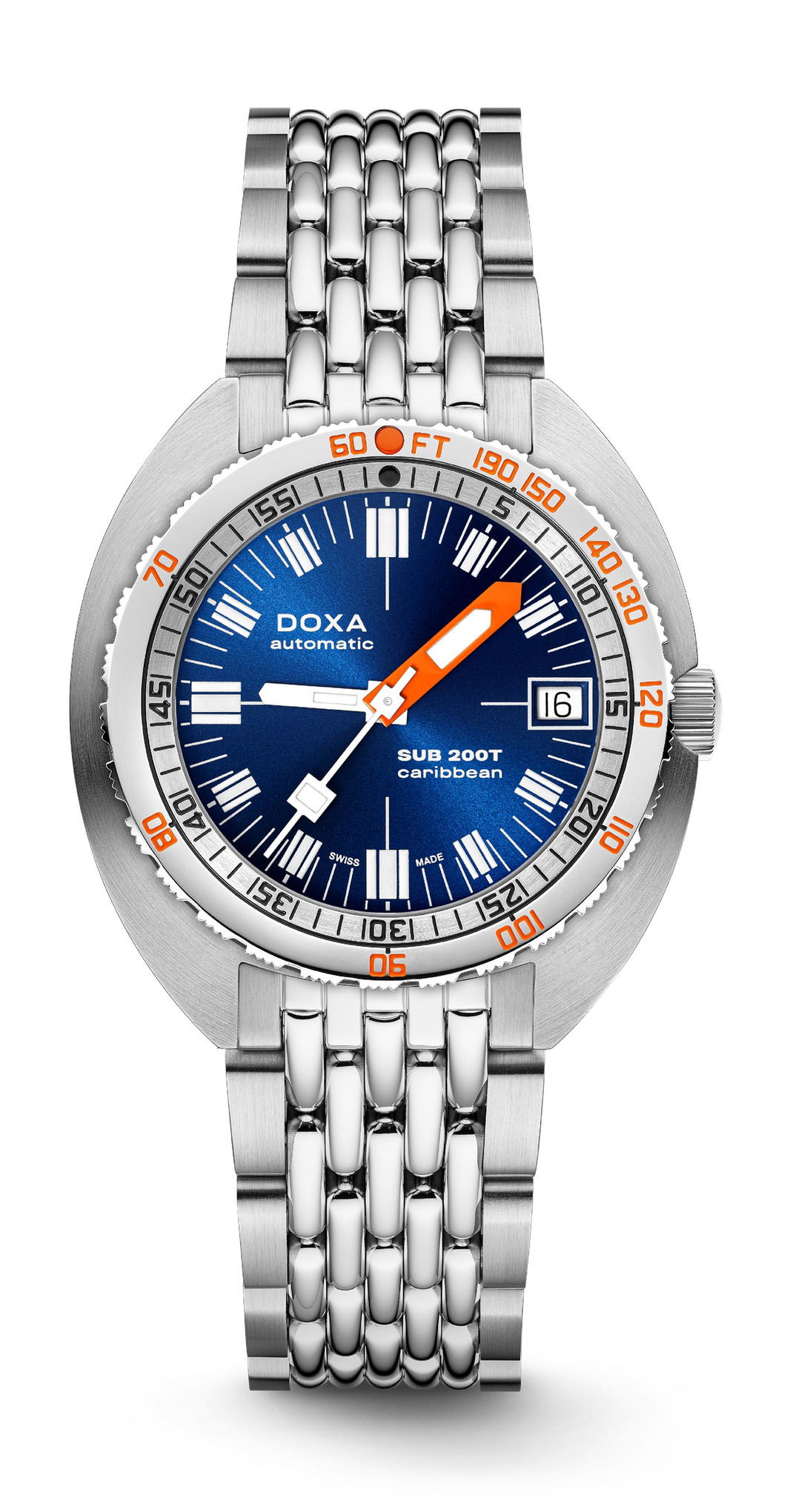 Doxa SUB 200T Caribbean Sunray luxury timepiece - detailed view
