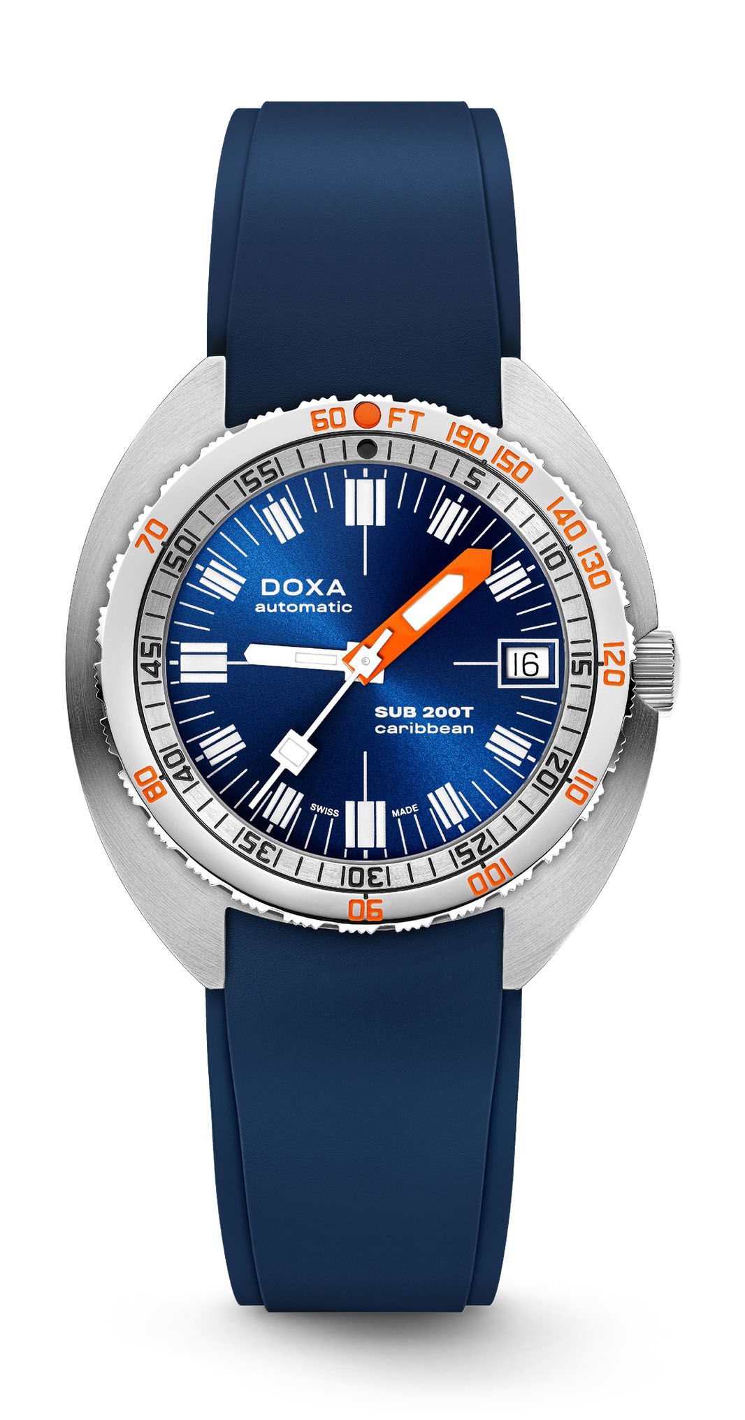 Doxa SUB 200T Caribbean Sunray luxury timepiece - detailed view