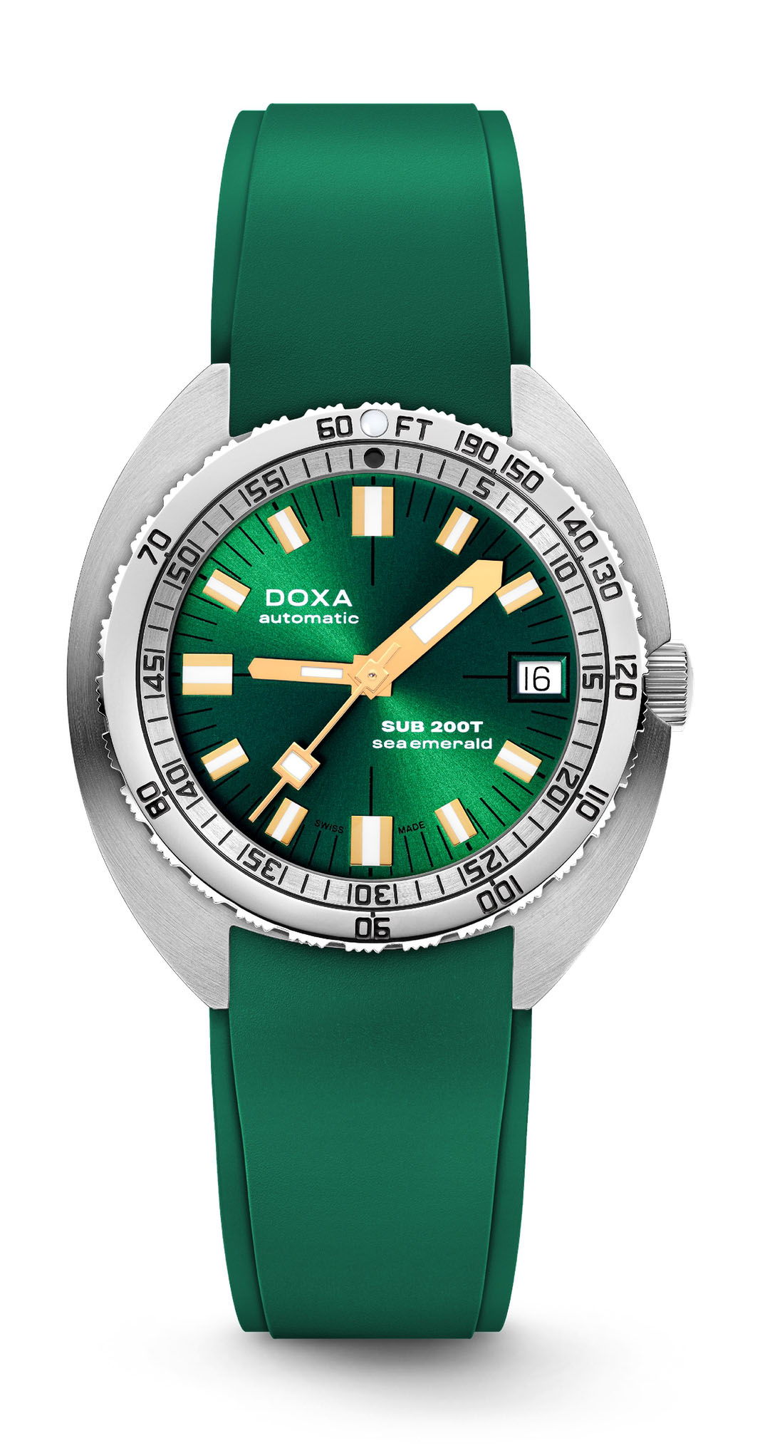 Doxa SUB 200T Sea Emerald Sunray luxury timepiece - detailed view