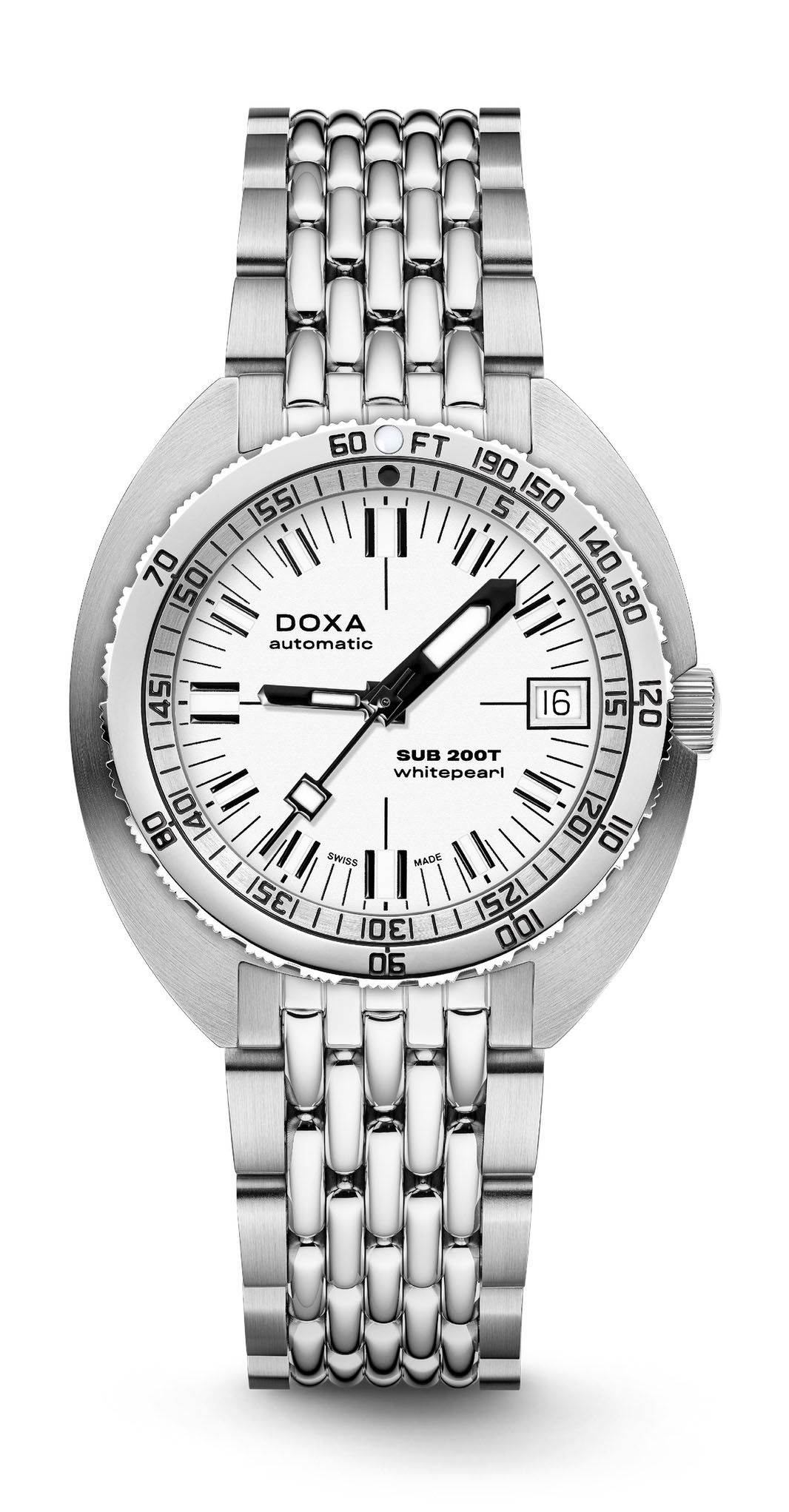 Doxa SUB 200T Whitepearl Iconic luxury timepiece - detailed view