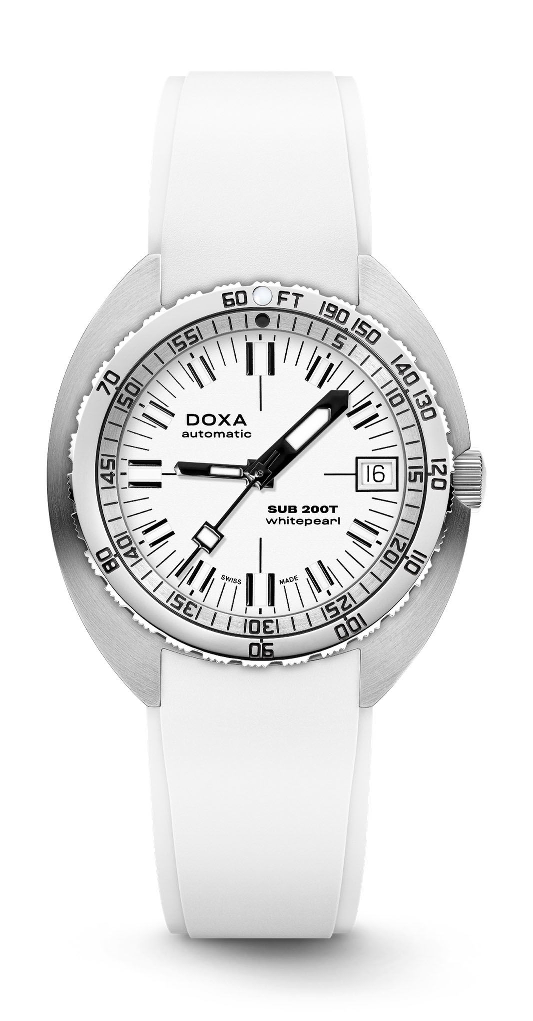Doxa SUB 200T Whitepearl Iconic luxury timepiece - detailed view