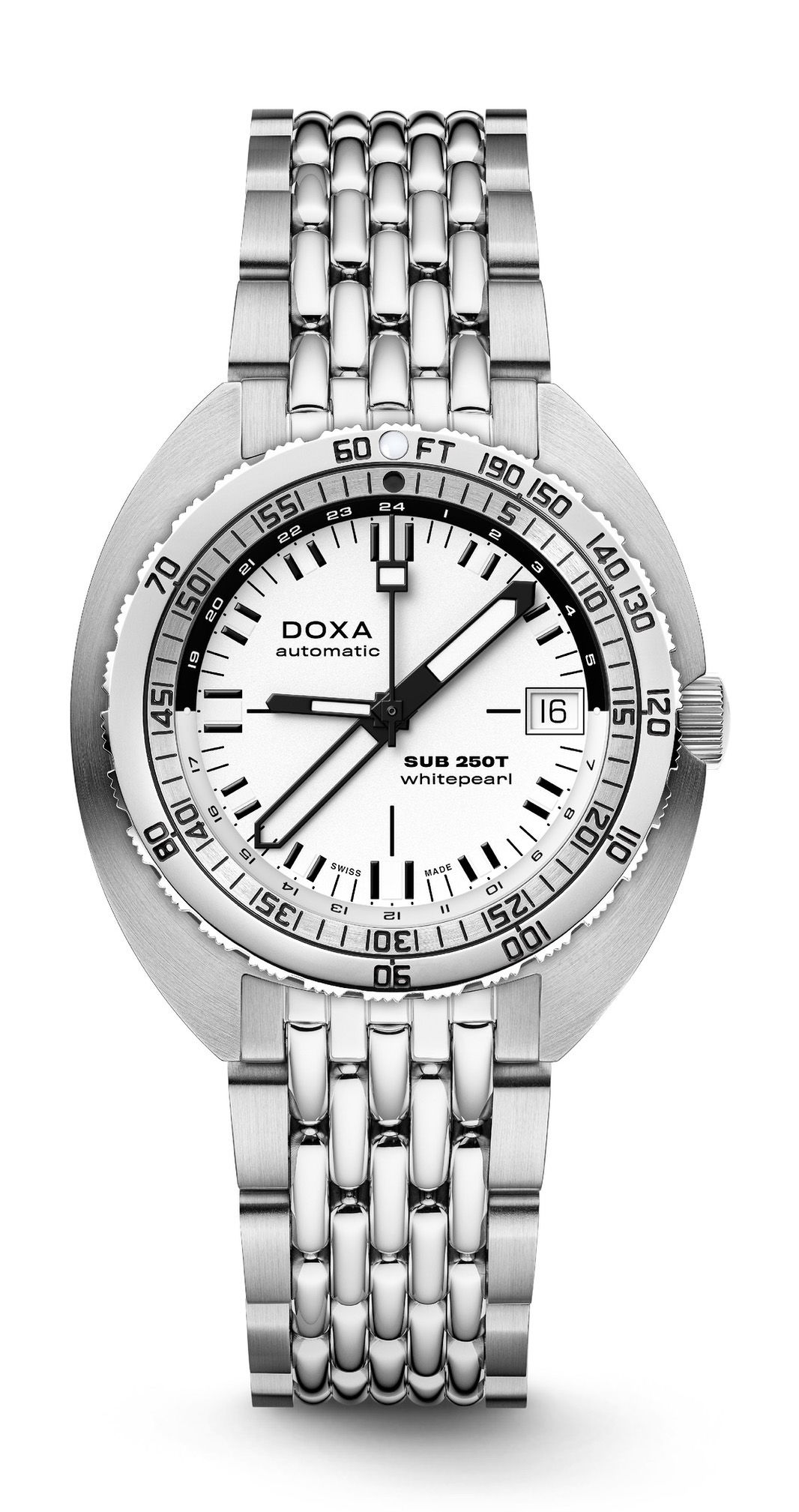 Doxa SUB 250T GMT Whitepearl luxury timepiece - detailed view